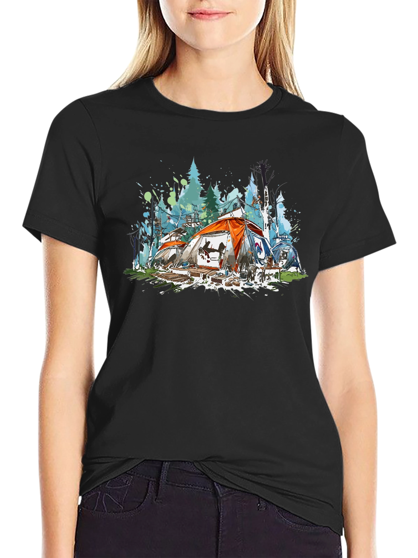 Camping Watercolor Graphic Tee