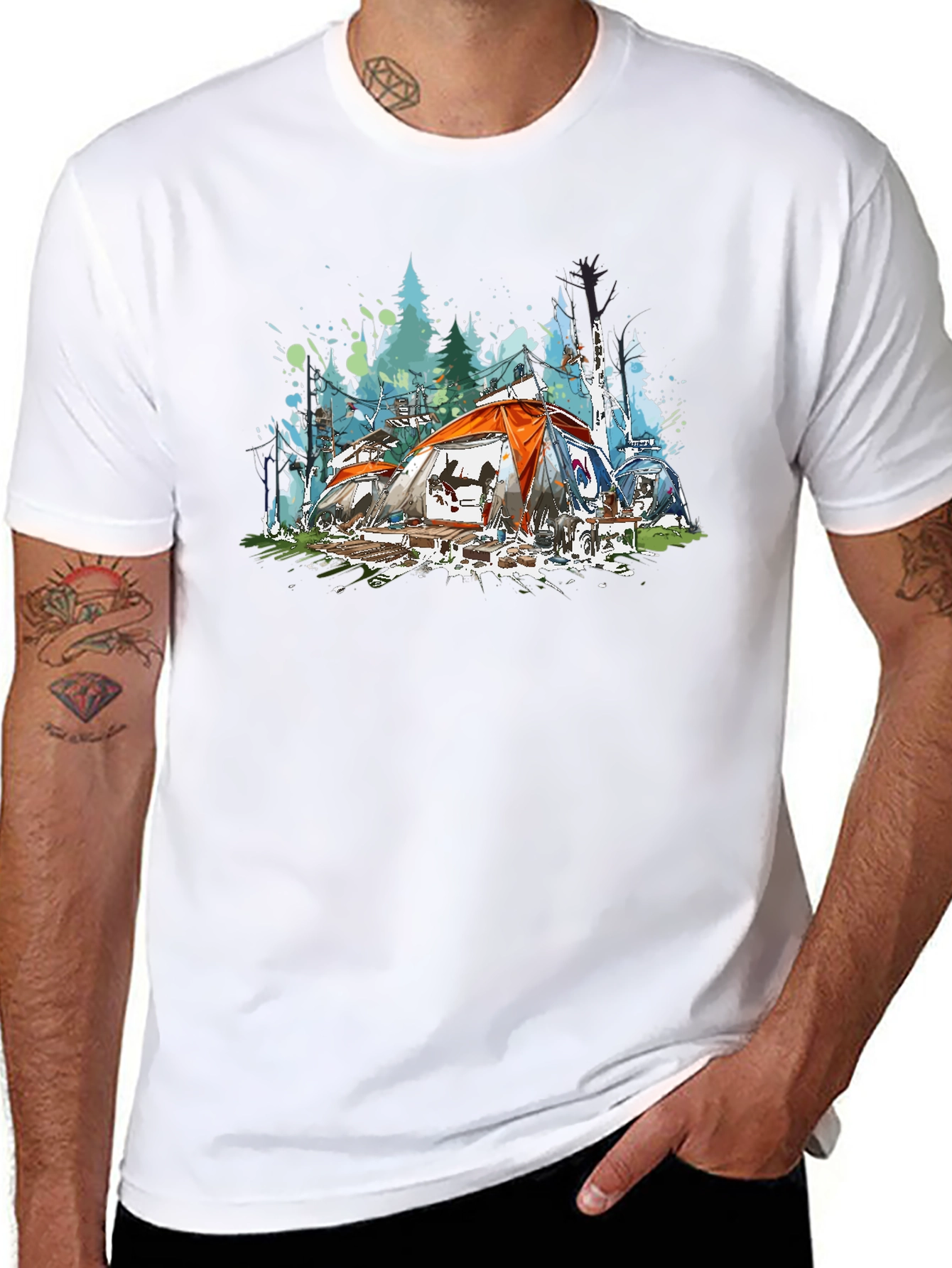 Camping Watercolor Graphic Tee
