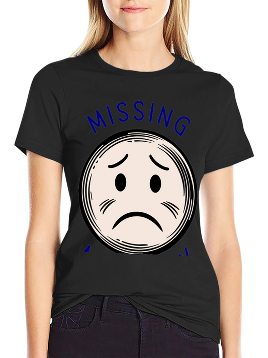 Sad Emoji Graphic T-Shirt - Black Cotton Blend Casual Tee
