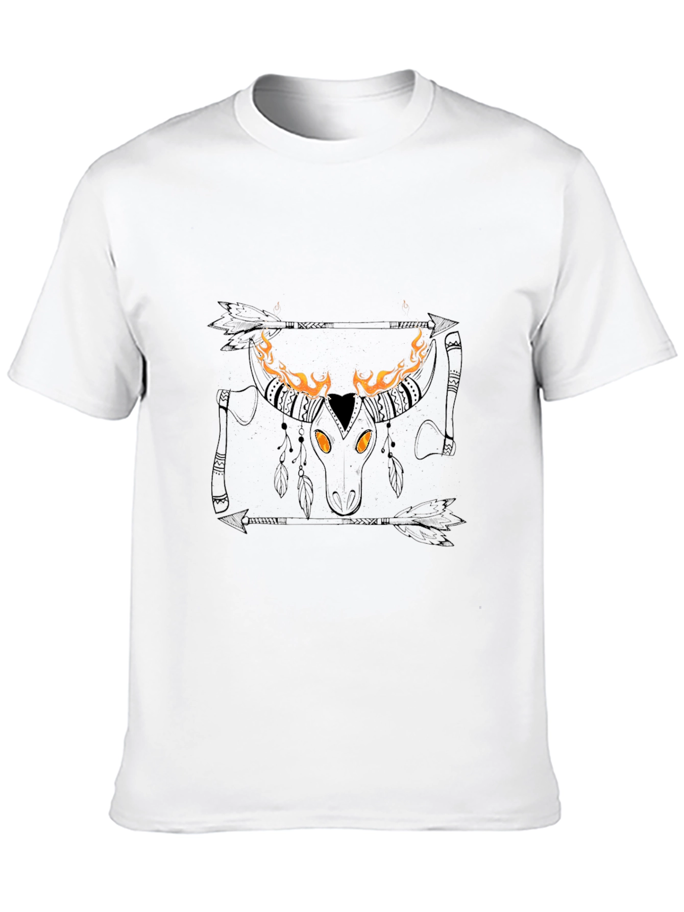 Flaming Bull Skull Graphic Tee