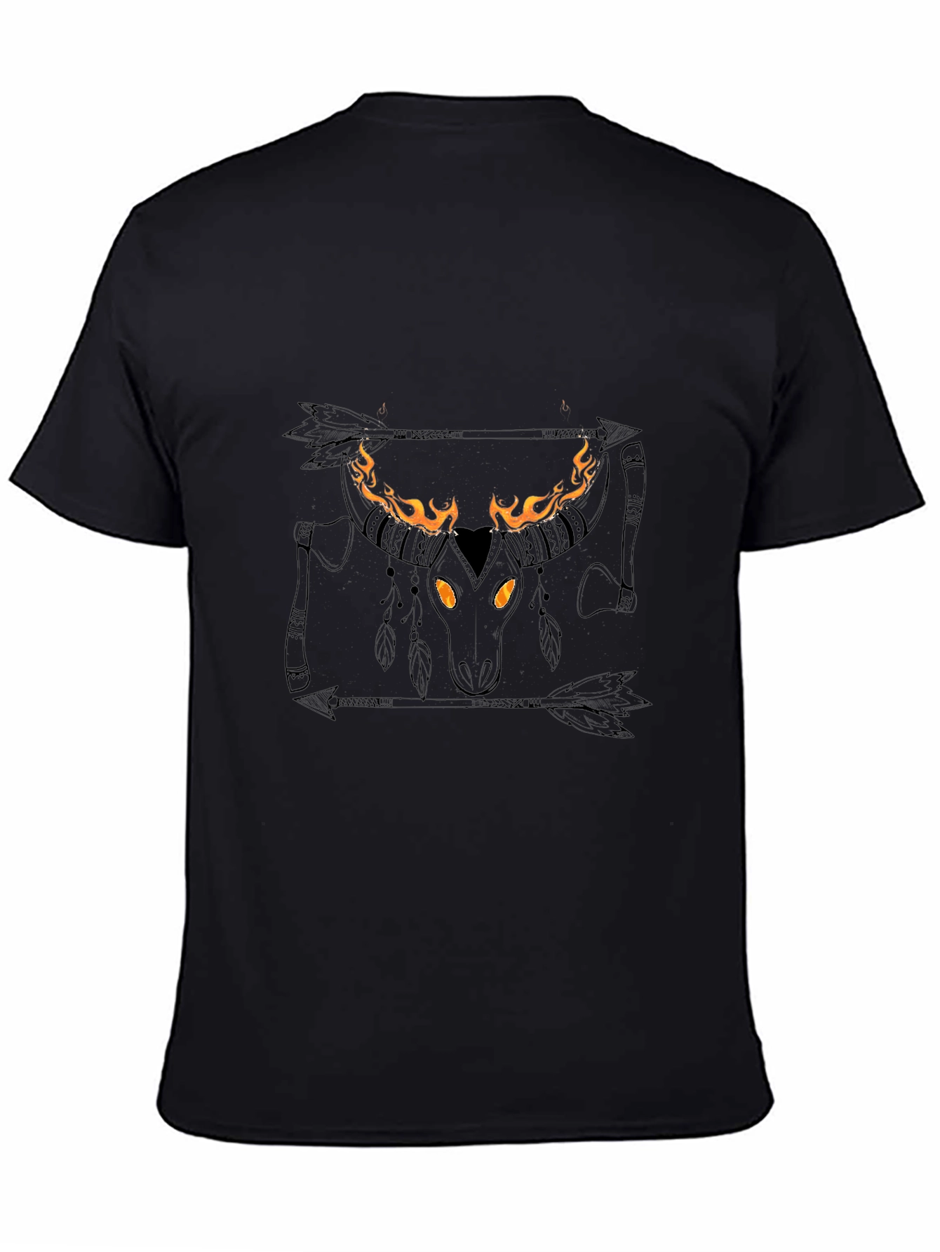 Flaming Bull Skull Graphic Tee