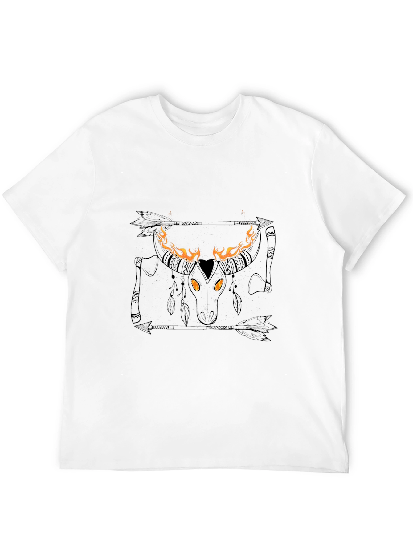 Flaming Bull Skull Graphic Tee