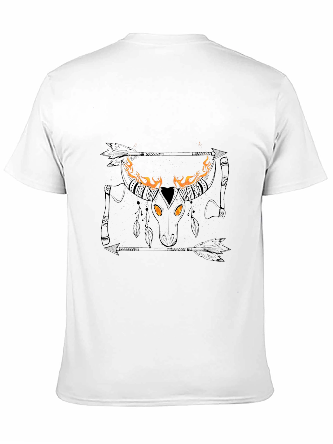Flaming Bull Skull Graphic Tee