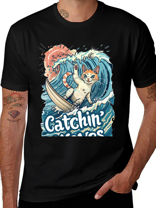 Catchin Waves Cat T-Shirt