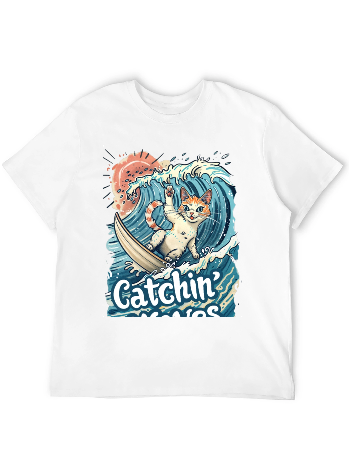 Catchin Waves Cat T-Shirt