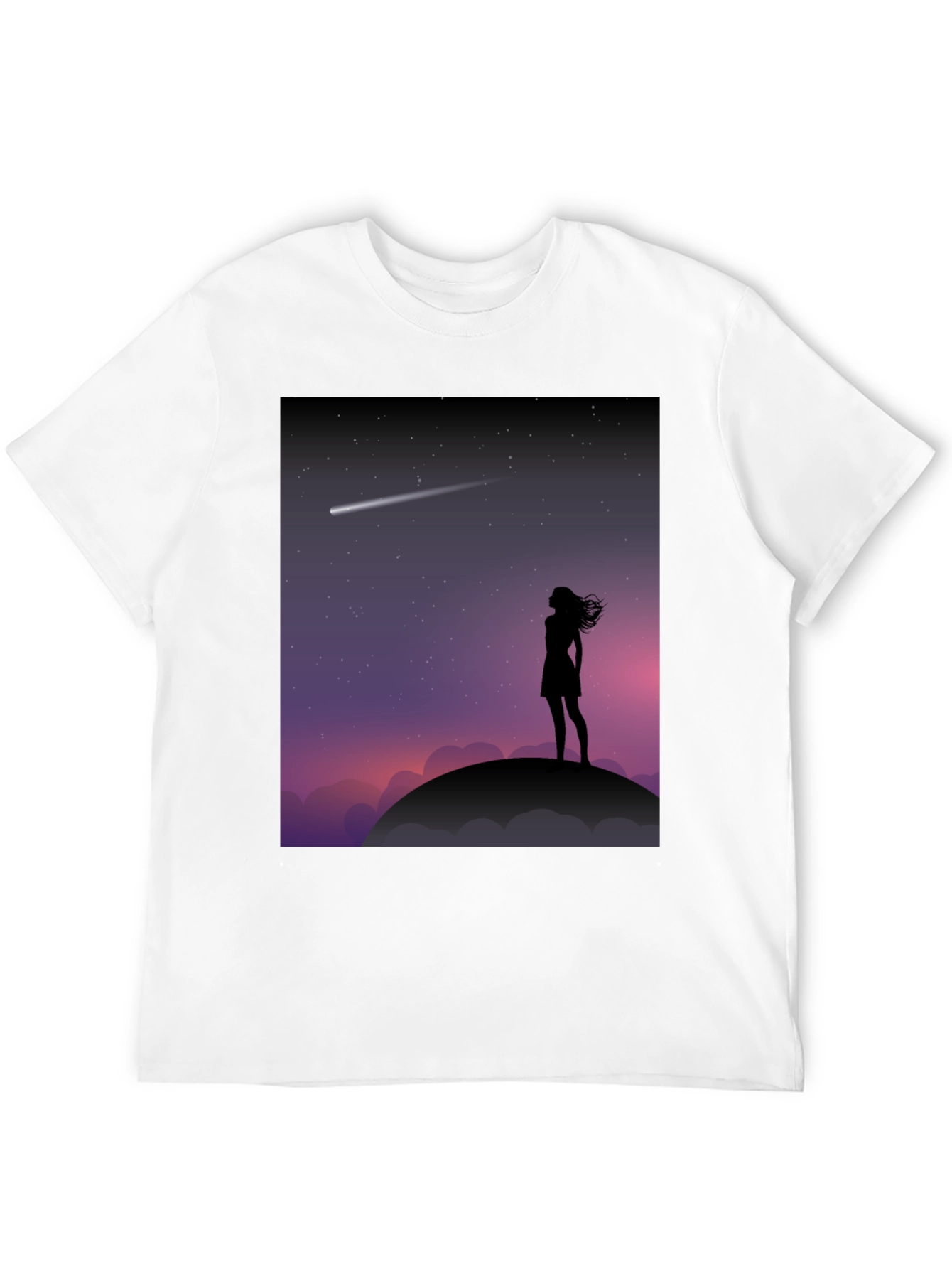 Silhouette Stargazer Tee - Women Stargazing Comet Graphic