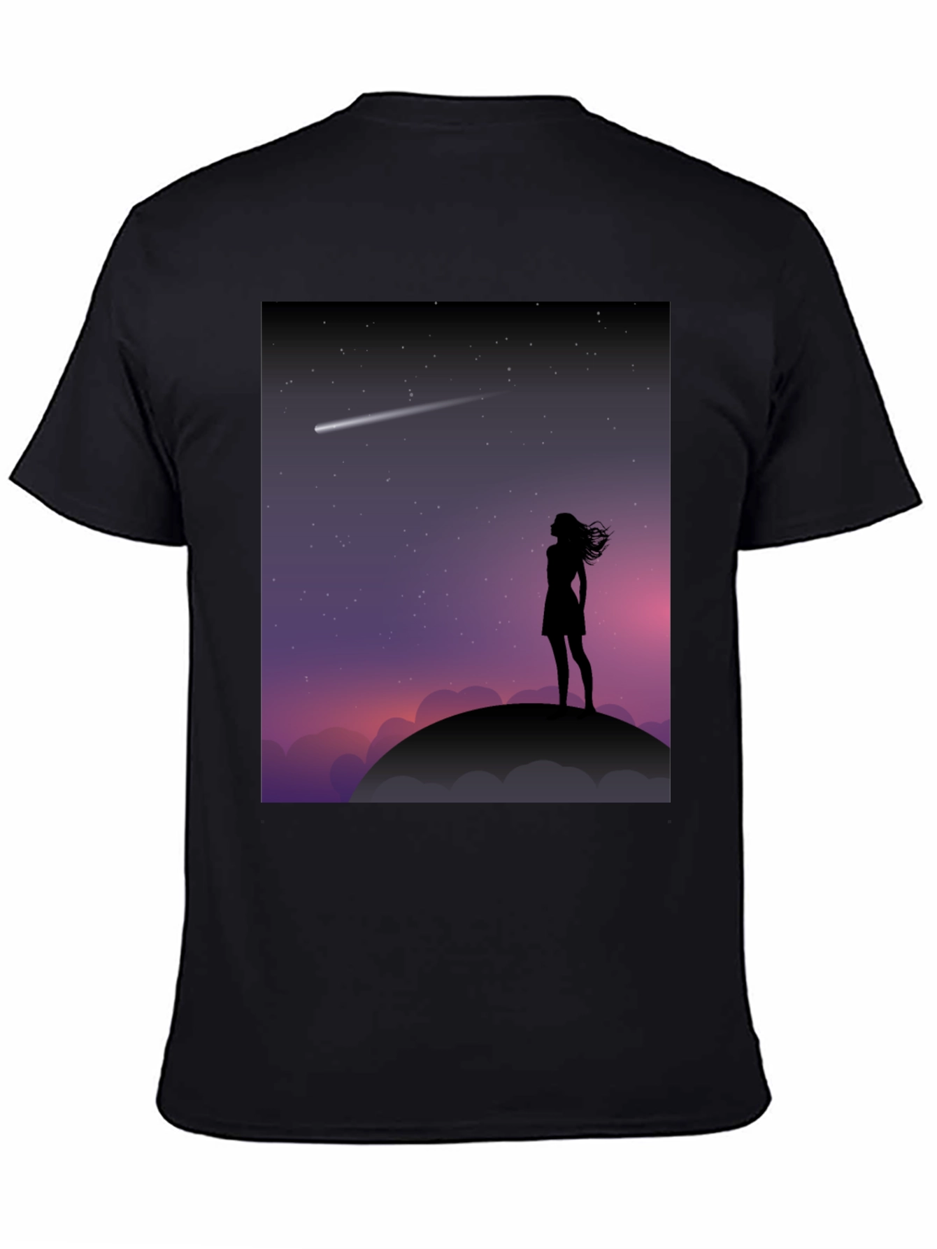 Silhouette Stargazer Tee - Women Stargazing Comet Graphic