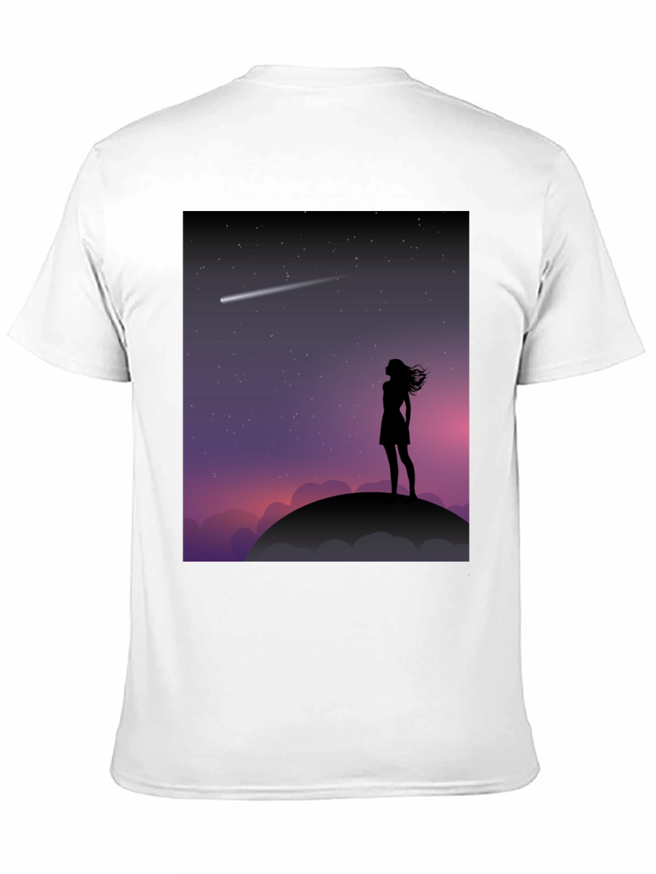 Silhouette Stargazer Tee - Women Stargazing Comet Graphic