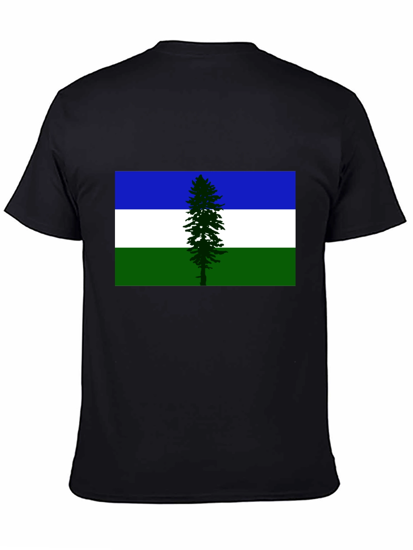 Evergreen Flag Graphic Tee - Soft Black Cotton T-Shirt