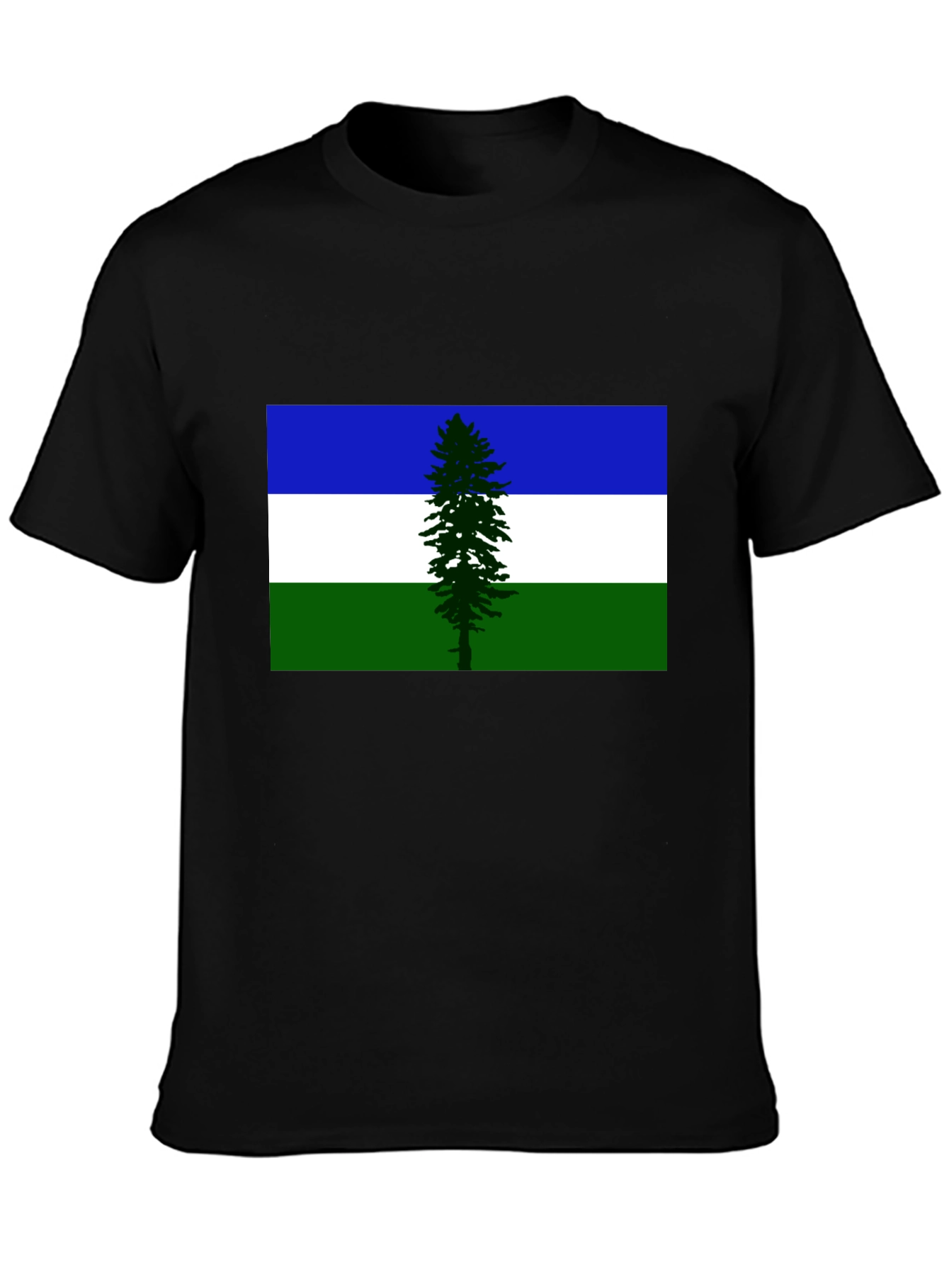 Evergreen Flag Graphic Tee - Soft Black Cotton T-Shirt