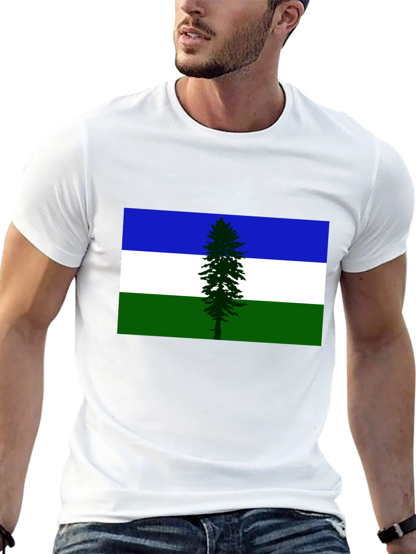 Evergreen Flag Graphic Tee - Soft Black Cotton T-Shirt