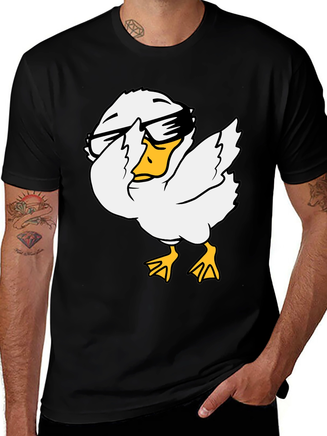 Cool Duck Graphic Tee - Black Cotton T-Shirt