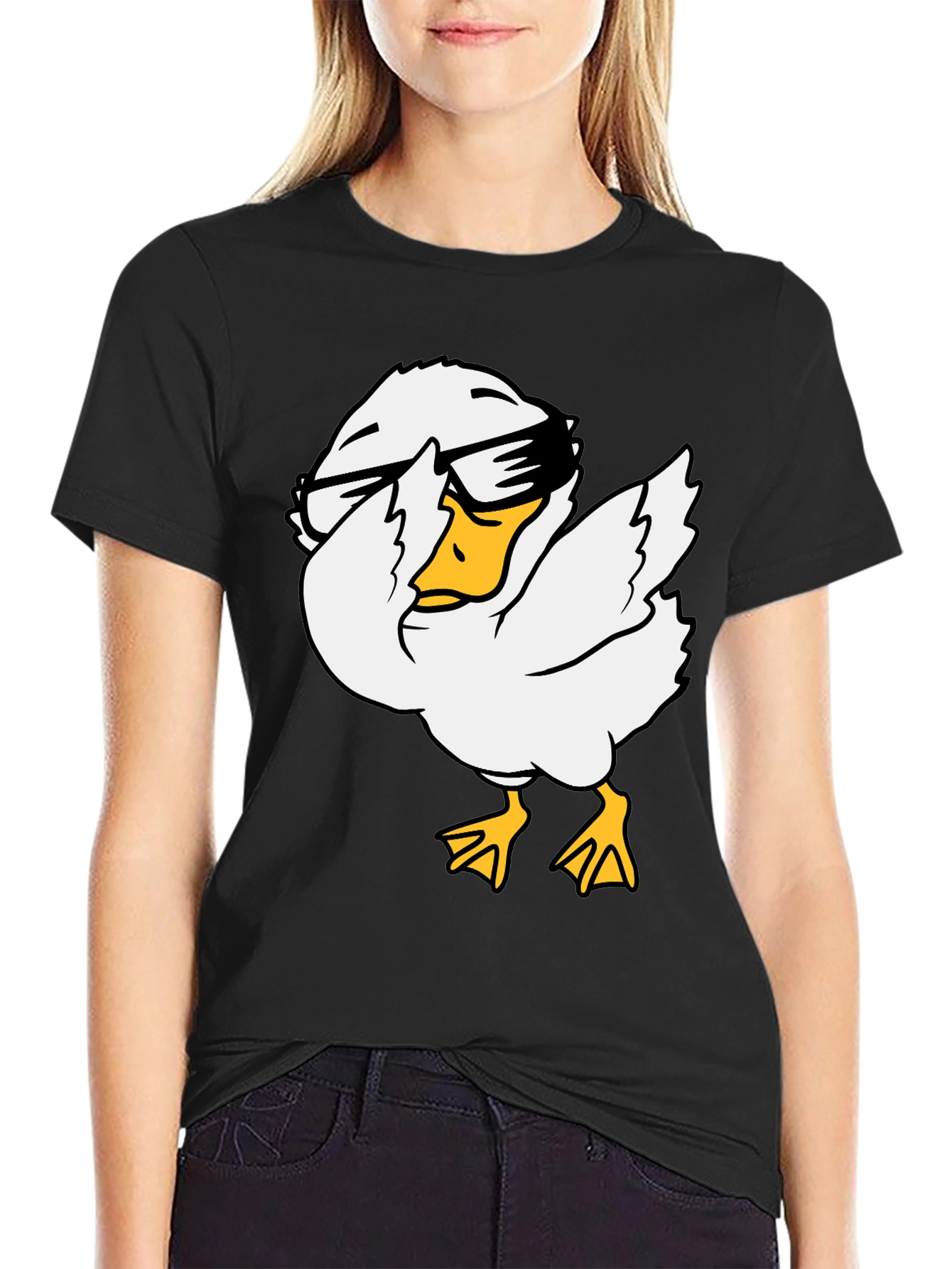 Cool Duck Graphic Tee - Black Cotton T-Shirt