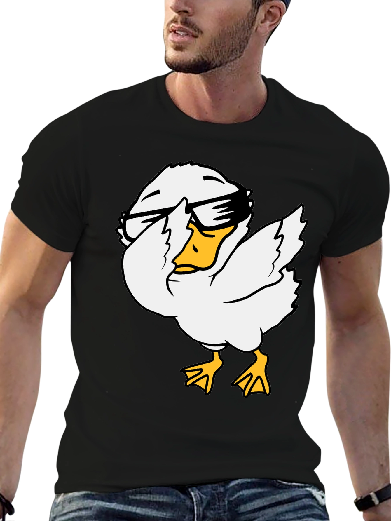Cool Duck Graphic Tee - Black Cotton T-Shirt