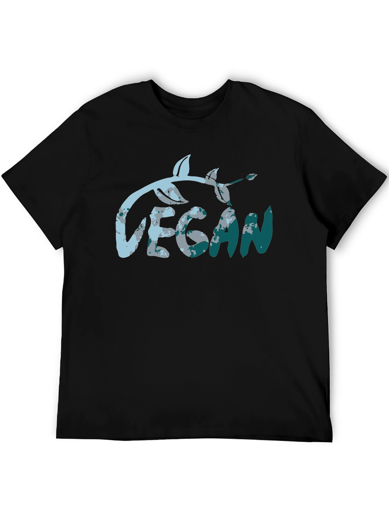 Vegan Leaf Graphic Tee - Black