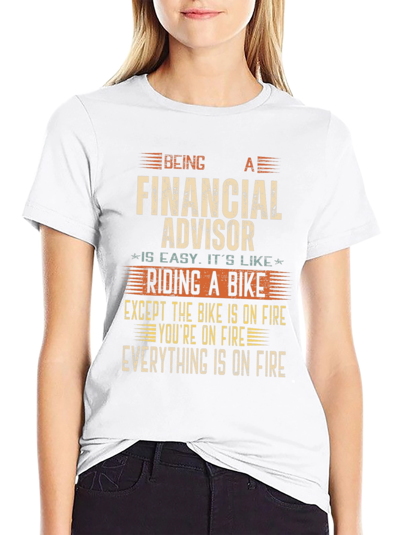 Financial Advisor Funny T-Shirt - On Fire Bike