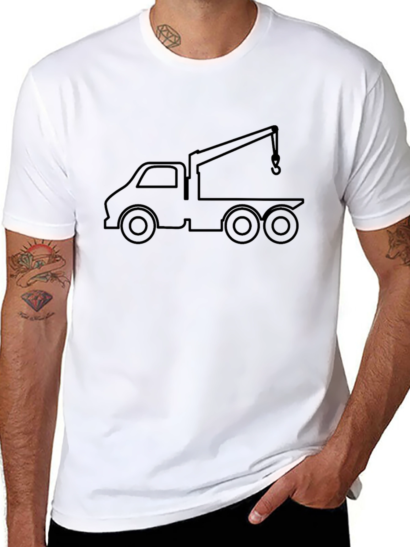 Black Tow Truck Graphic T-Shirt
