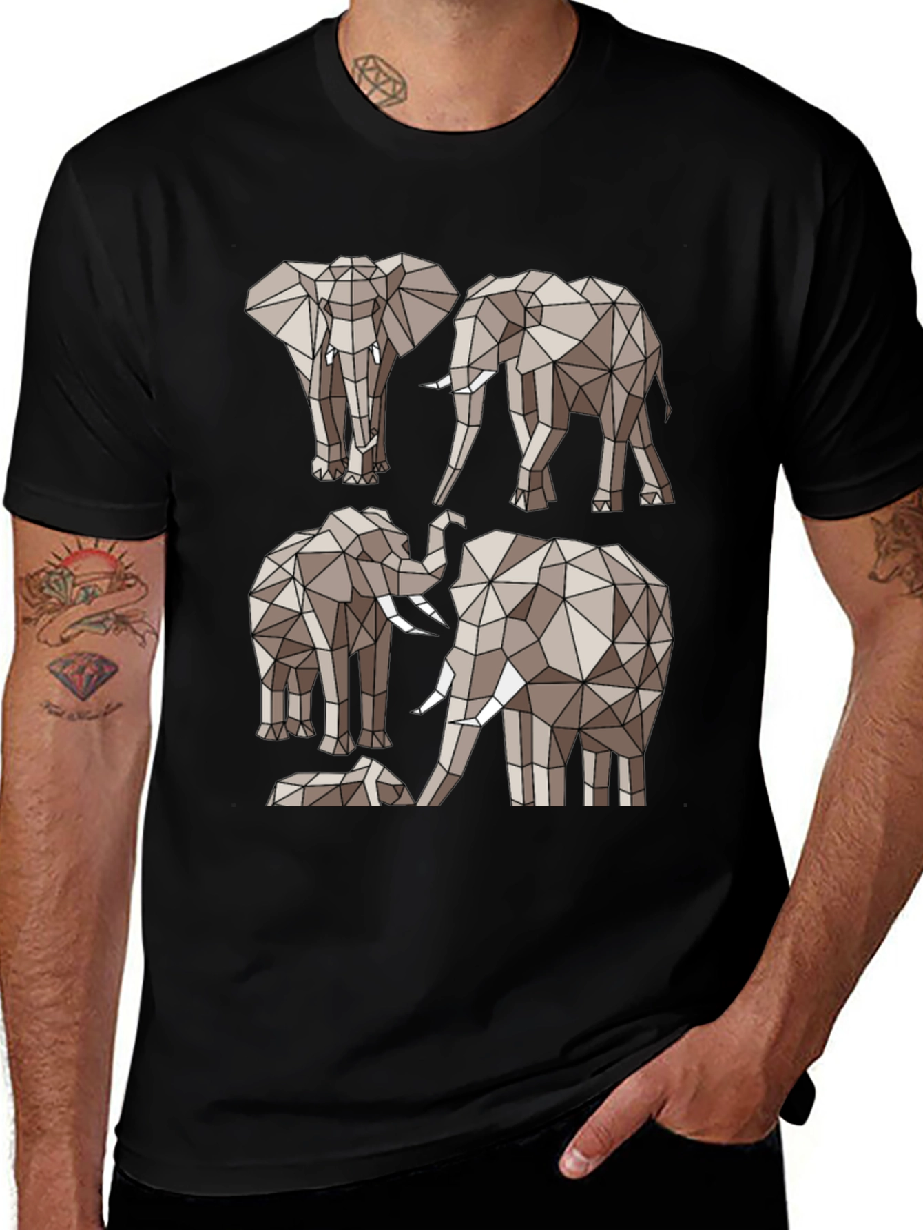 Geometric Elephant Tee - Modern Animal Print Shirt