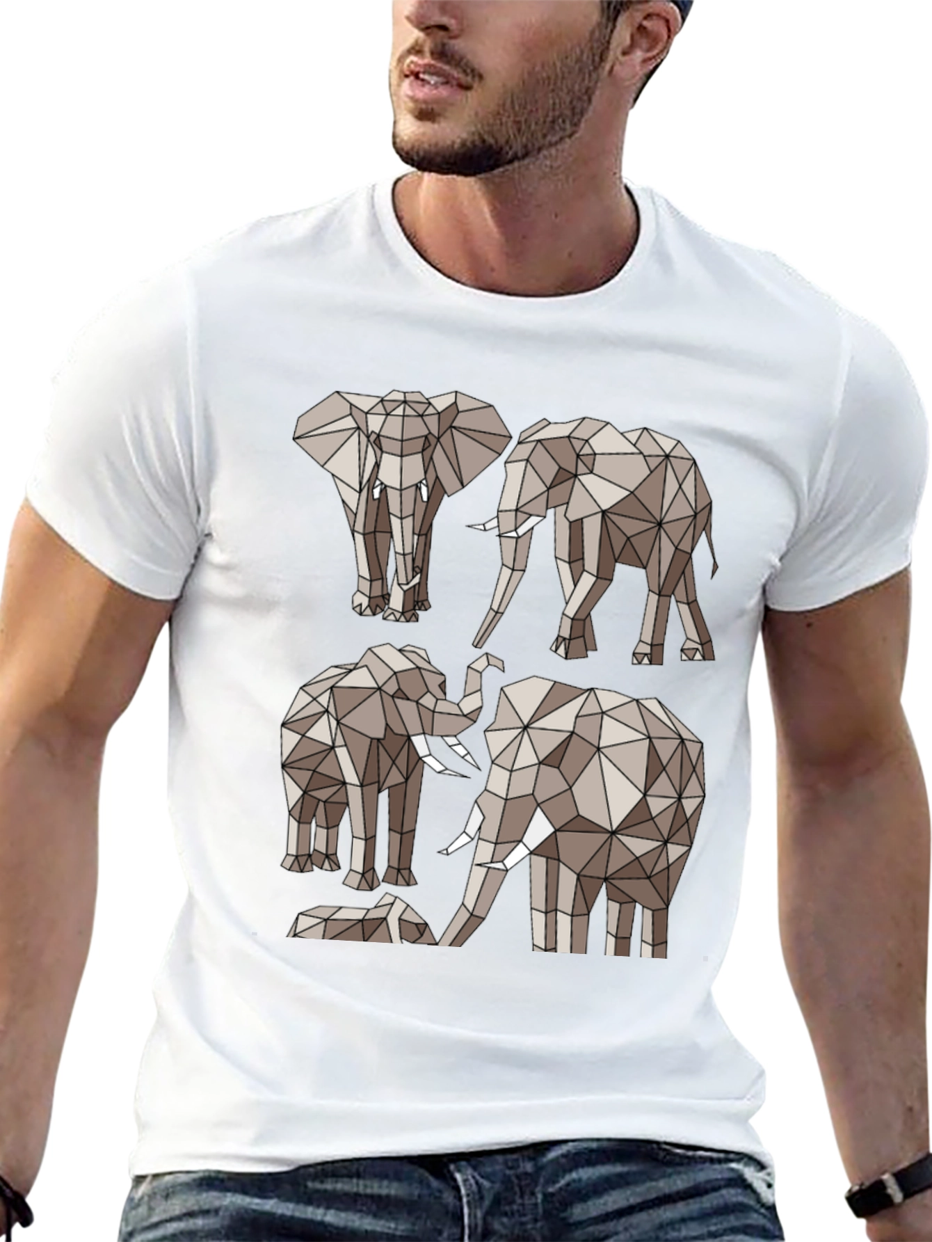 Geometric Elephant Tee - Modern Animal Print Shirt
