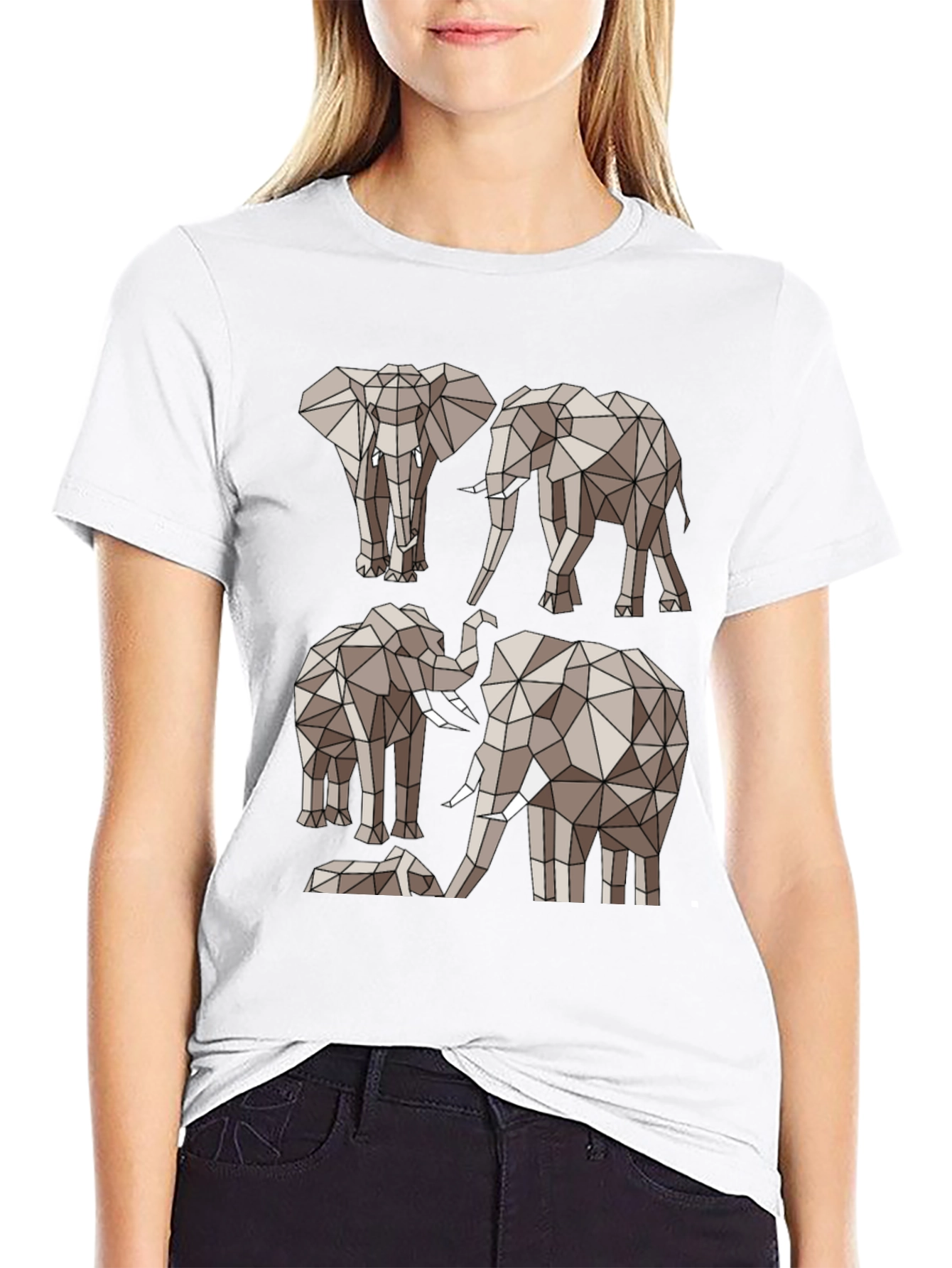 Geometric Elephant Tee - Modern Animal Print Shirt