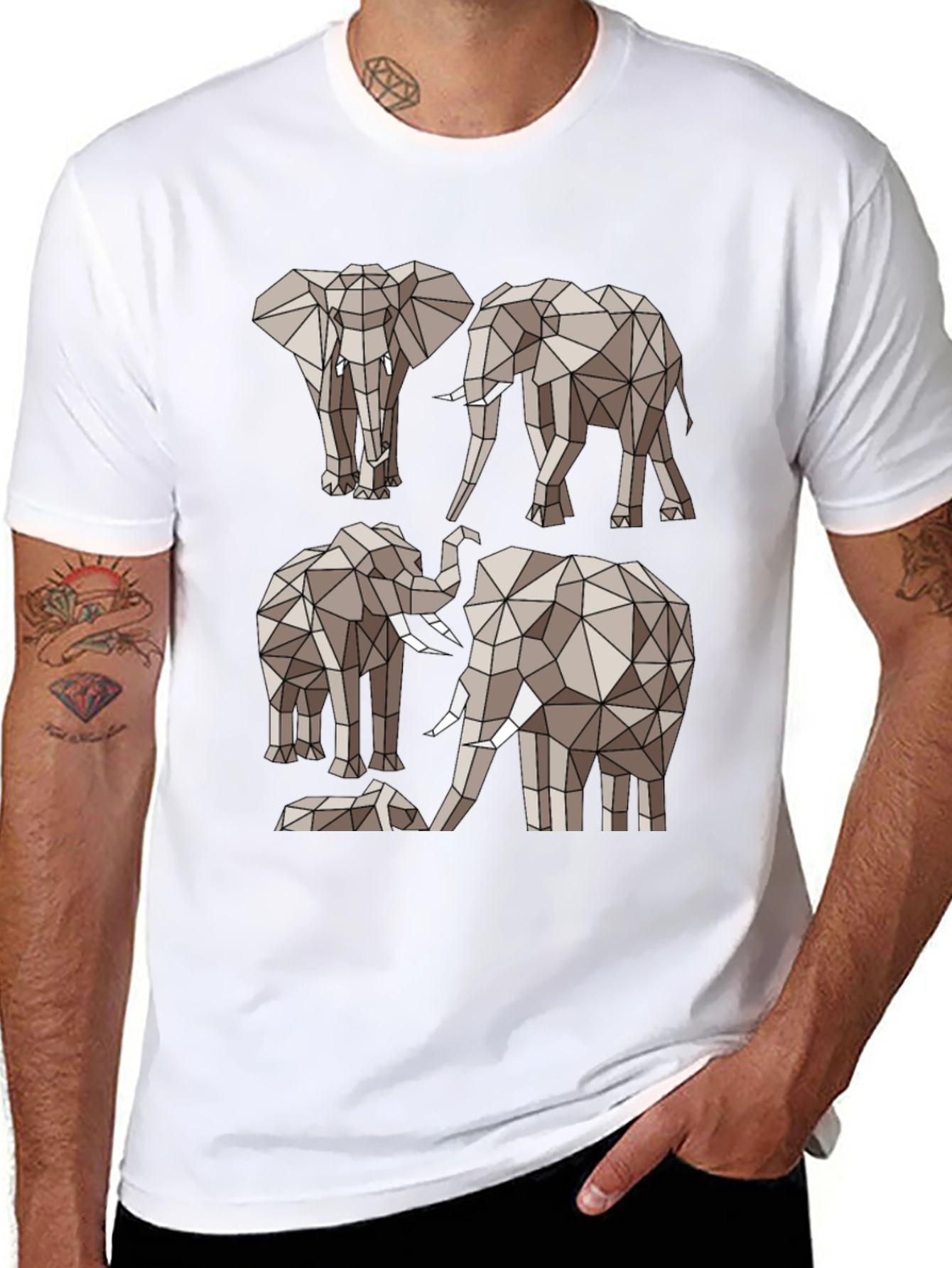 Geometric Elephant Tee - Modern Animal Print Shirt