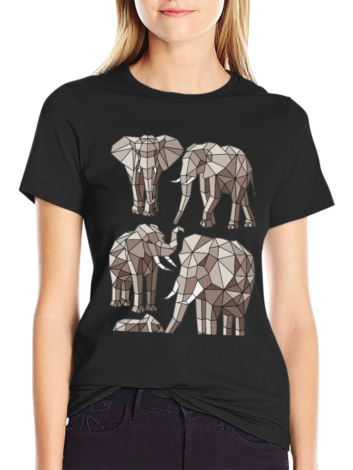 Geometric Elephant Tee - Modern Animal Print Shirt
