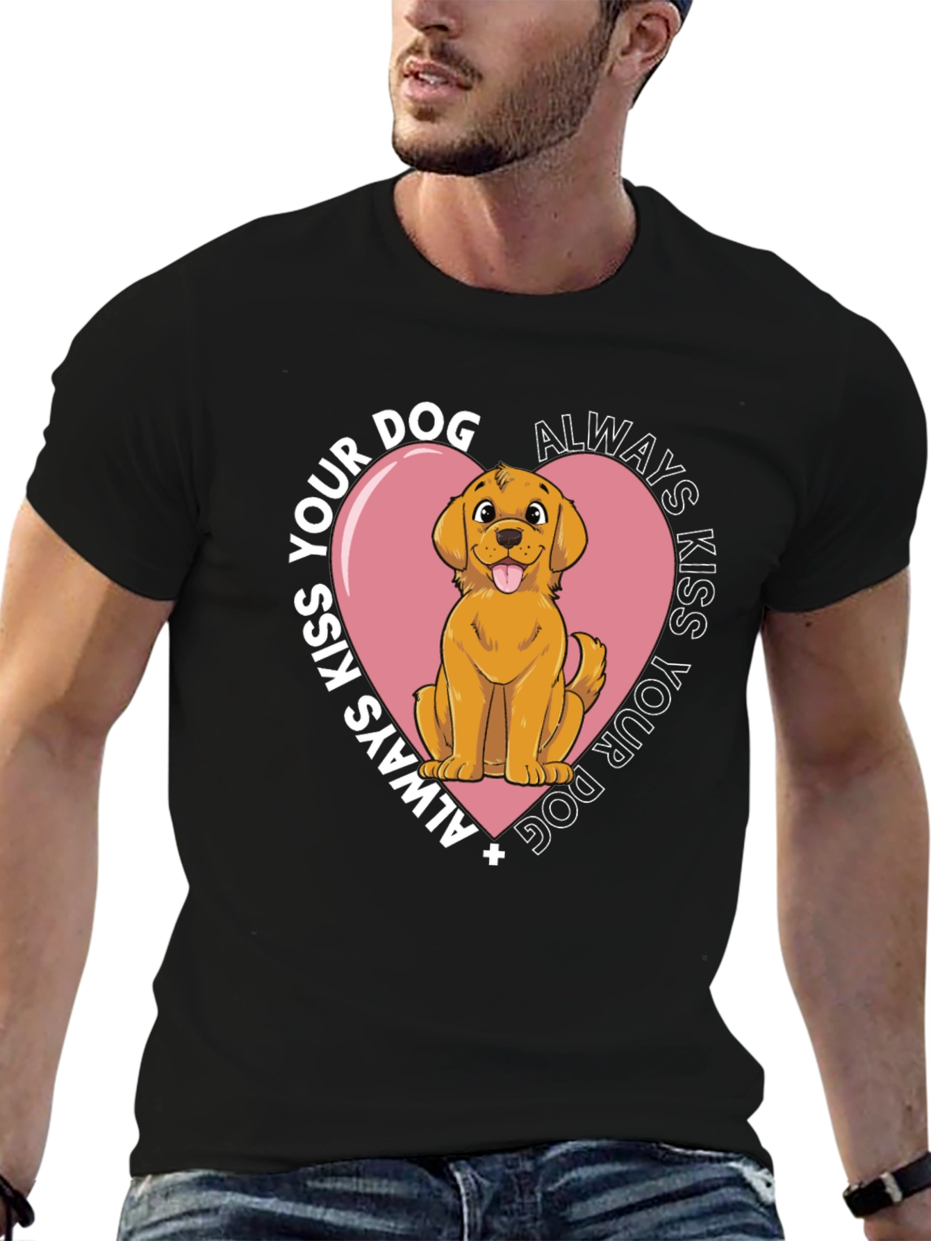 Always Kiss Your Dog T-Shirt - Black Cotton
