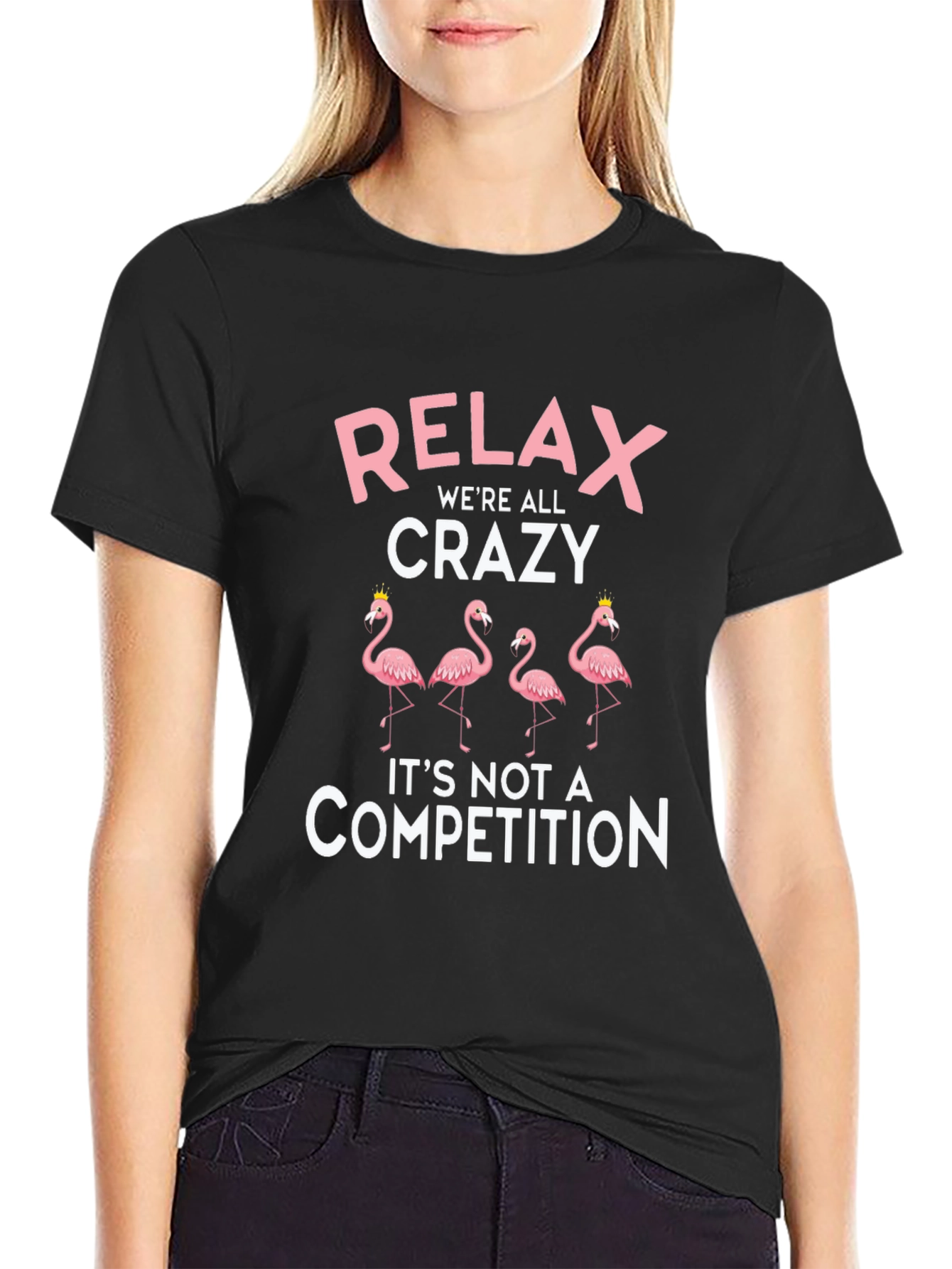 Relax Crazy Flamingo Graphic T-Shirt