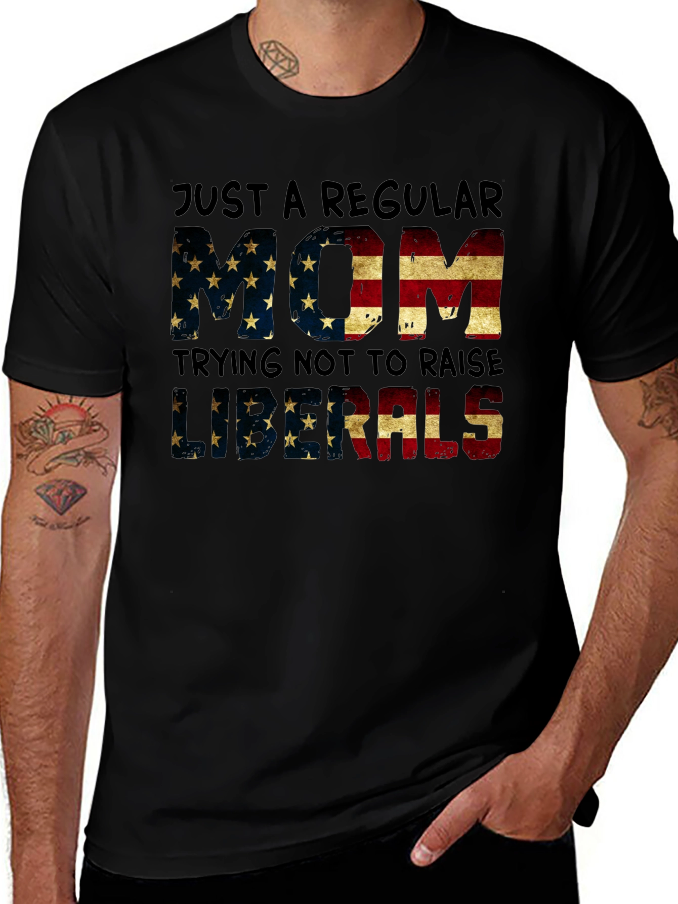 Regular Mom T-Shirt - American Flag Design