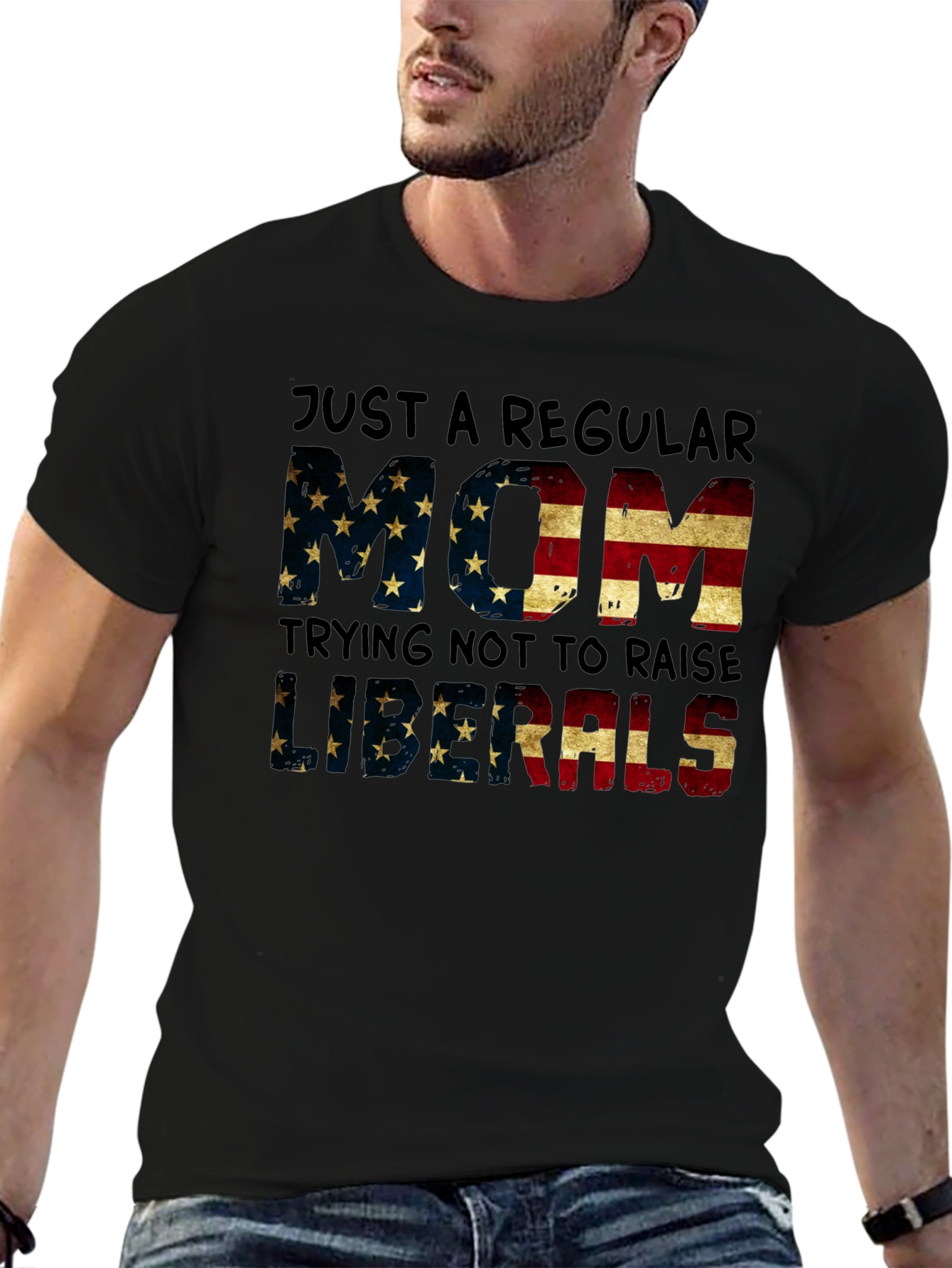 Regular Mom T-Shirt - American Flag Design