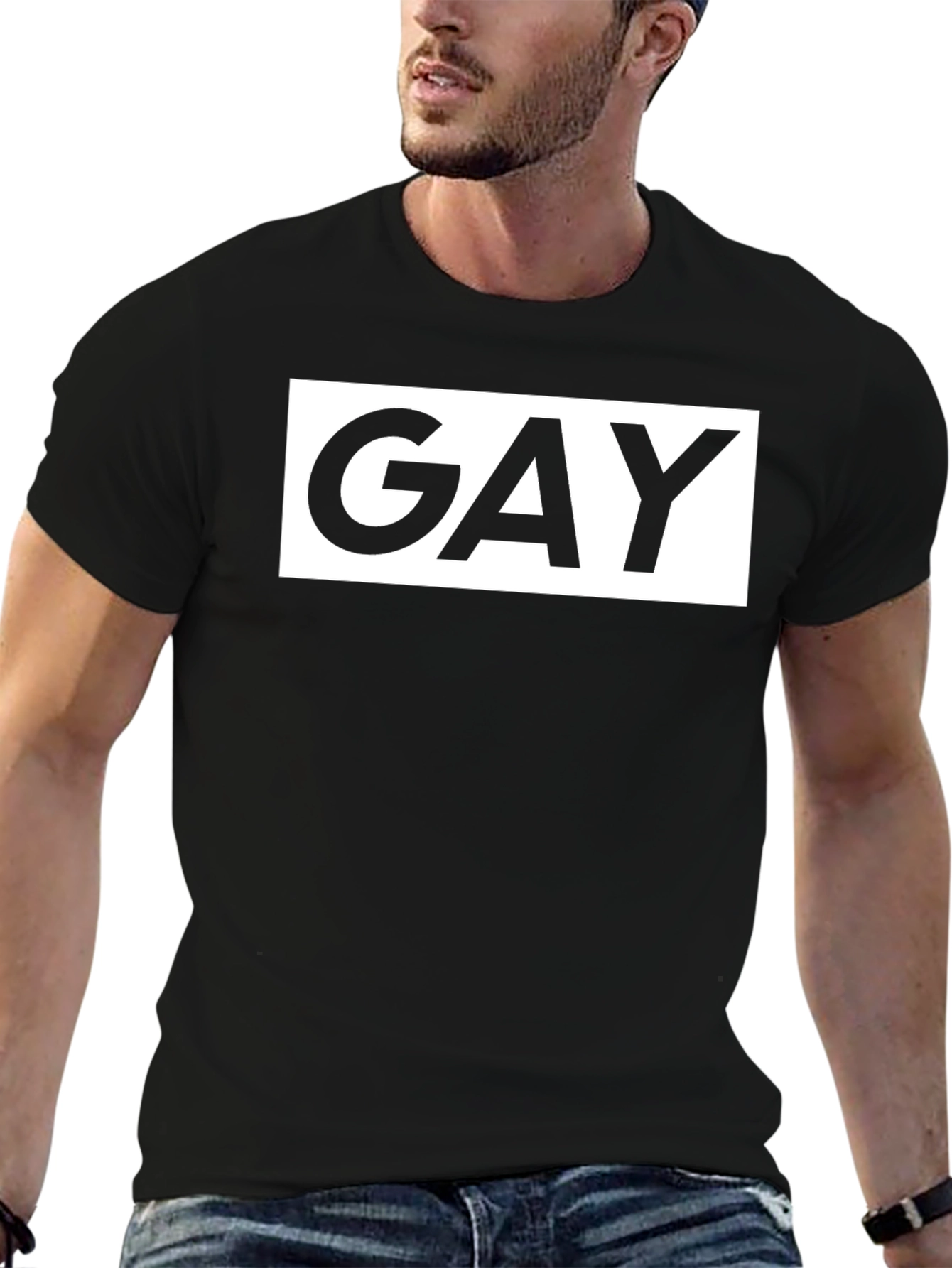 Bold GAY Graphic Tee - Black Cotton T-Shirt