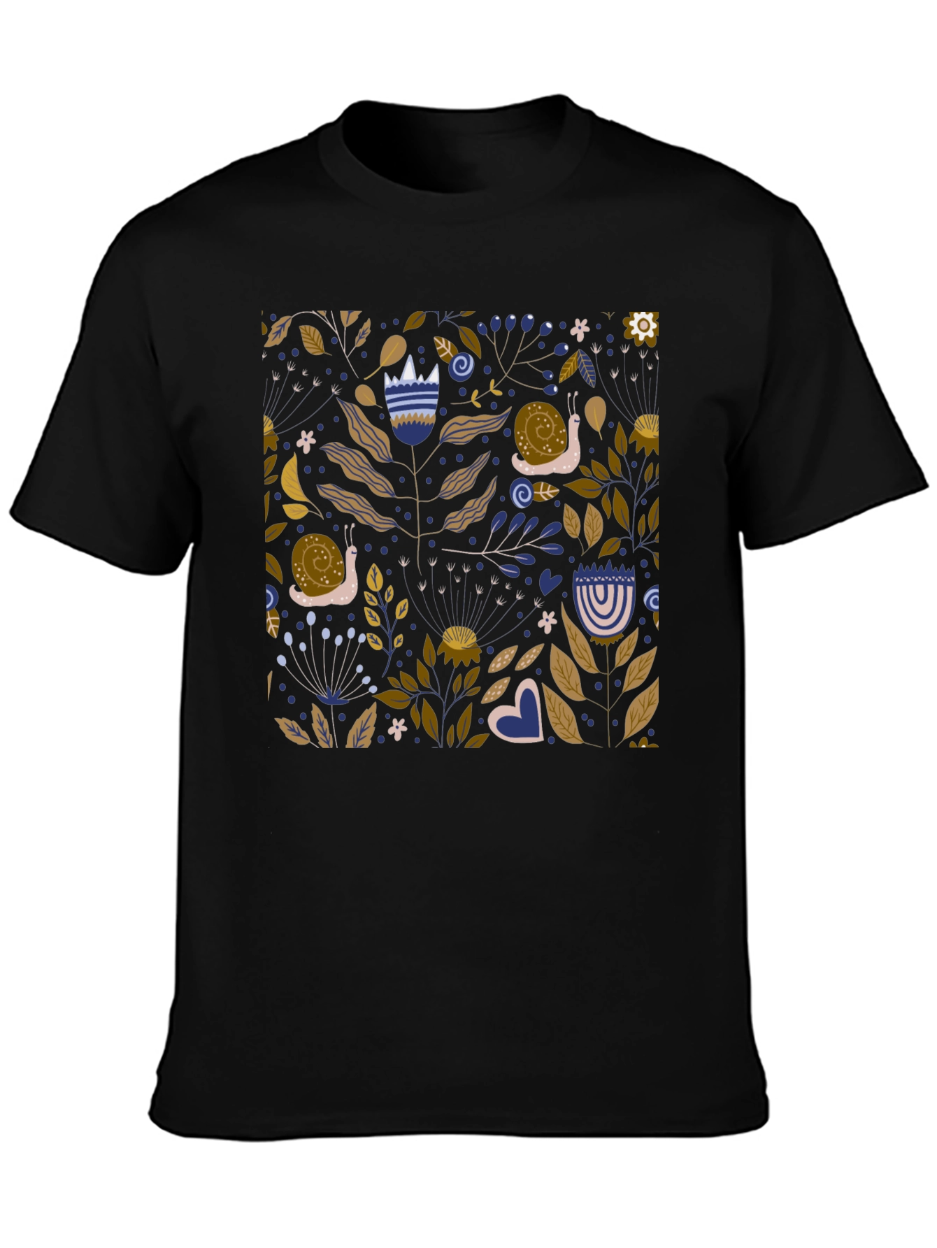 Nature Pattern Black T-Shirt