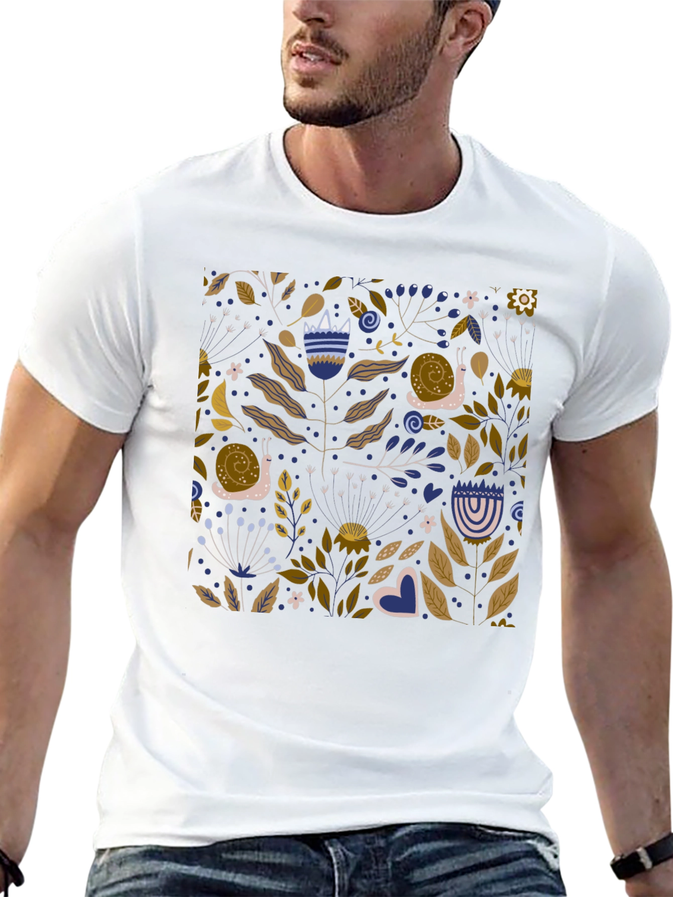 Nature Pattern Black T-Shirt