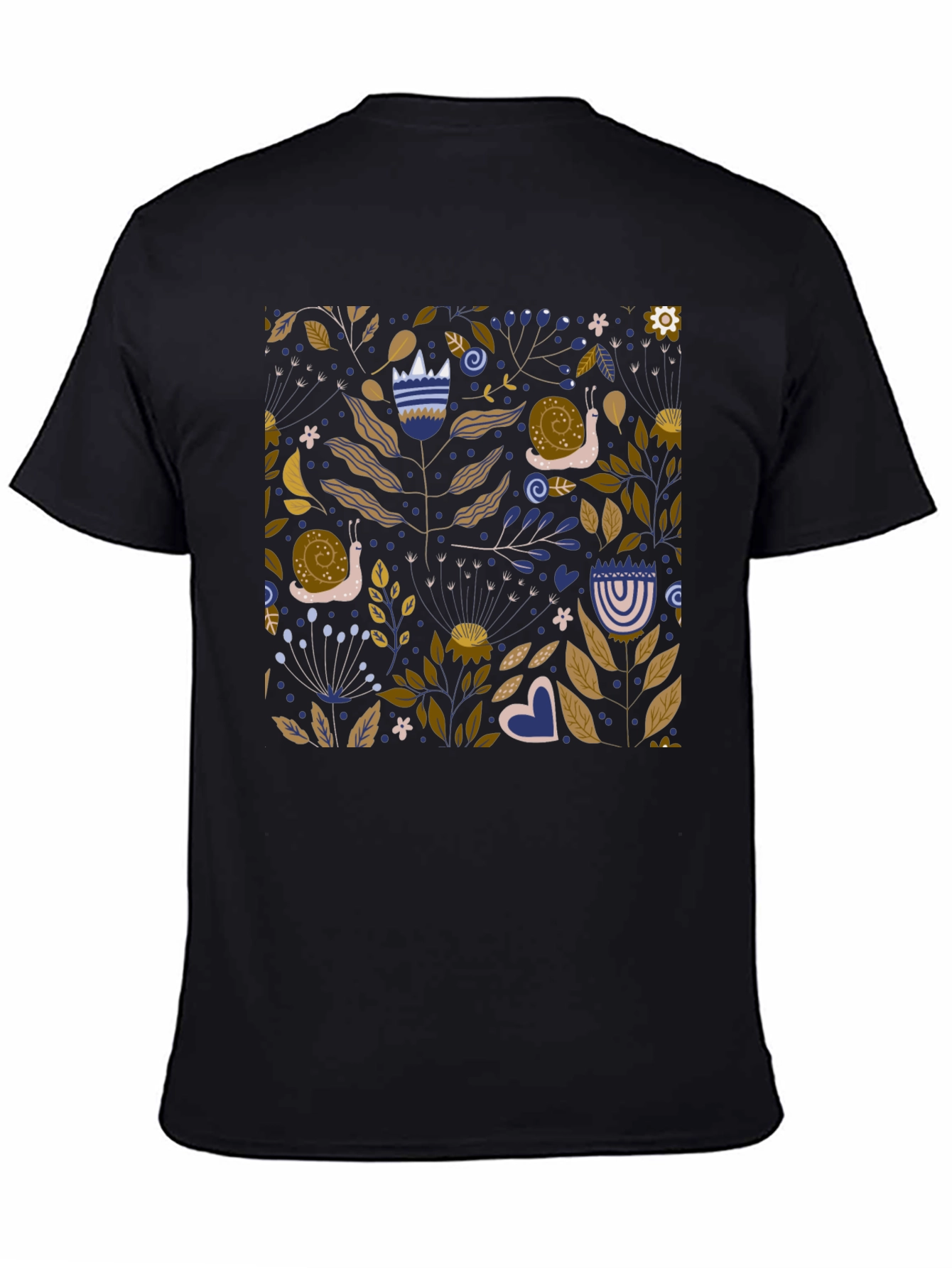 Nature Pattern Black T-Shirt