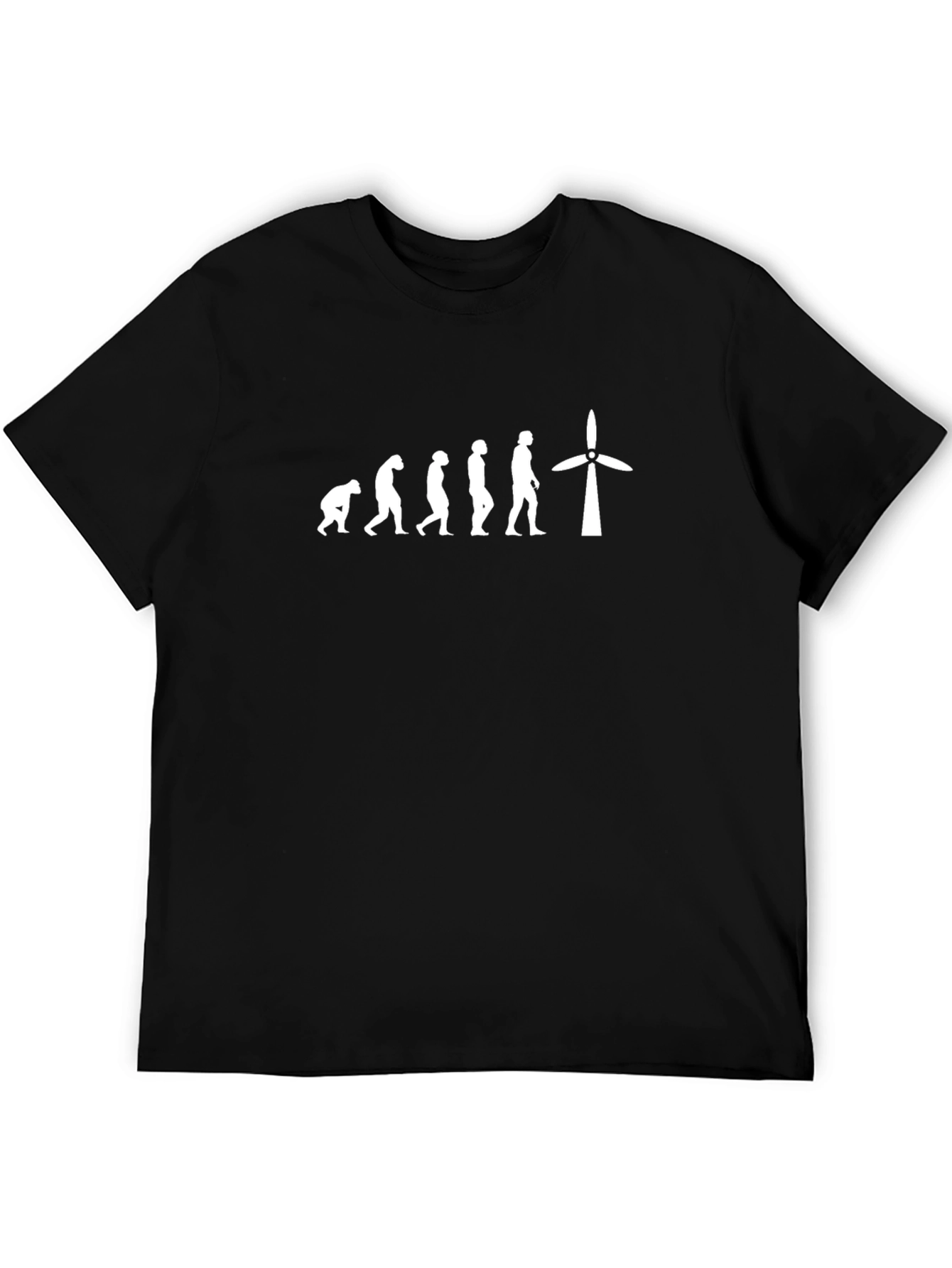 Evolution to Wind Turbine Black T-Shirt