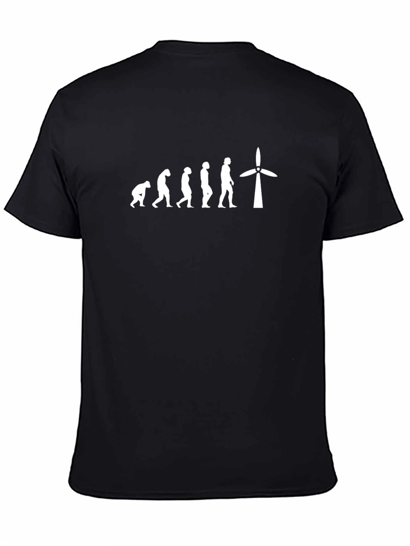 Evolution to Wind Turbine Black T-Shirt
