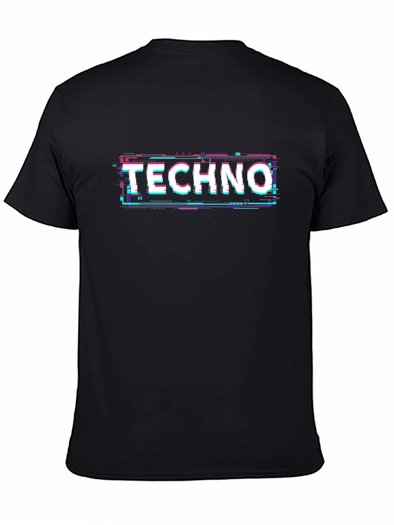 Techno Glitch Black T-Shirt Cool Graphic Tee