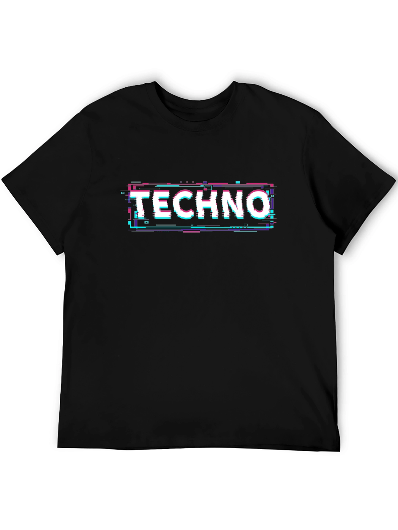 Techno Glitch Black T-Shirt Cool Graphic Tee