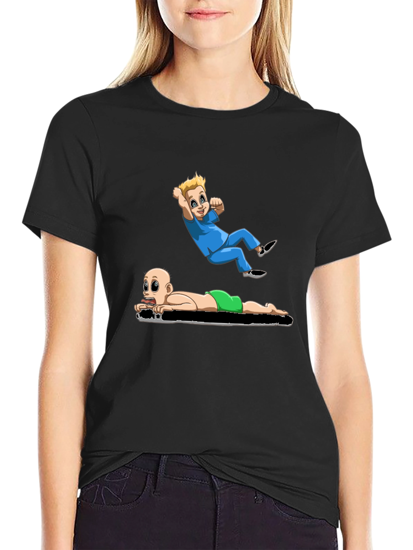 Cartoon Babies Black T-Shirt