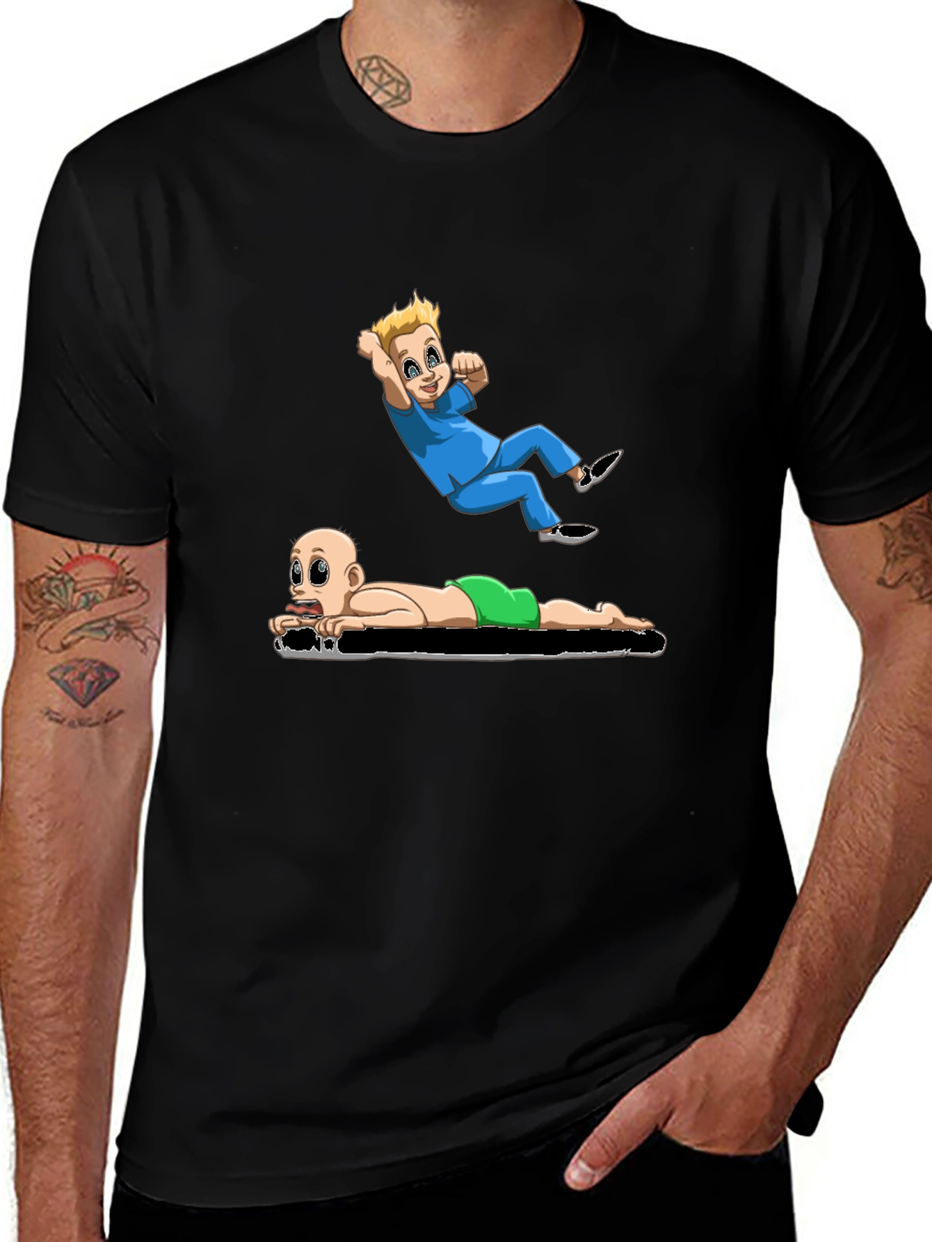 Cartoon Babies Black T-Shirt