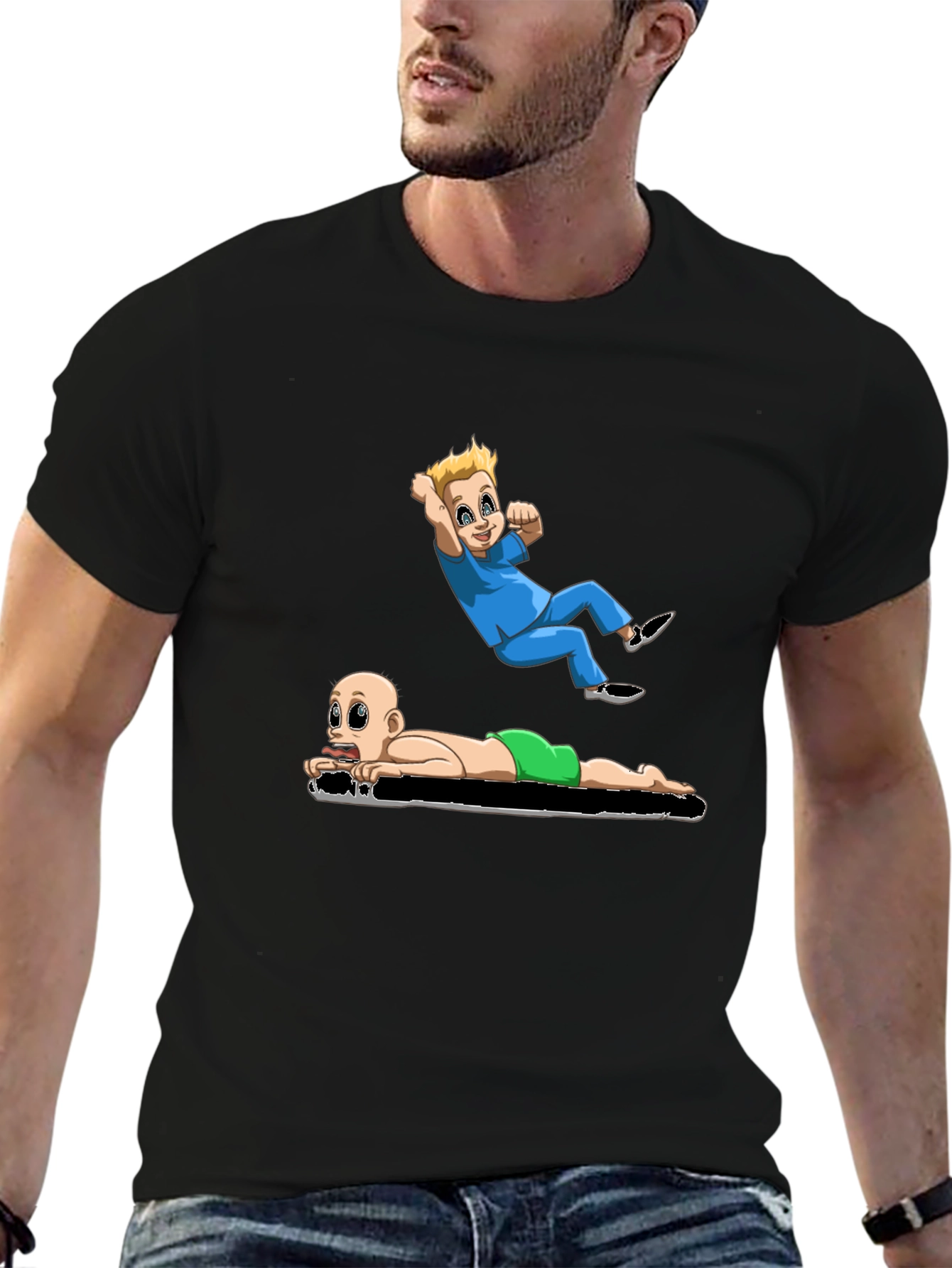 Cartoon Babies Black T-Shirt