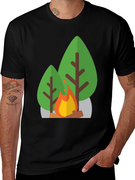 Campfire Graphic Tee - Black Casual T-Shirt