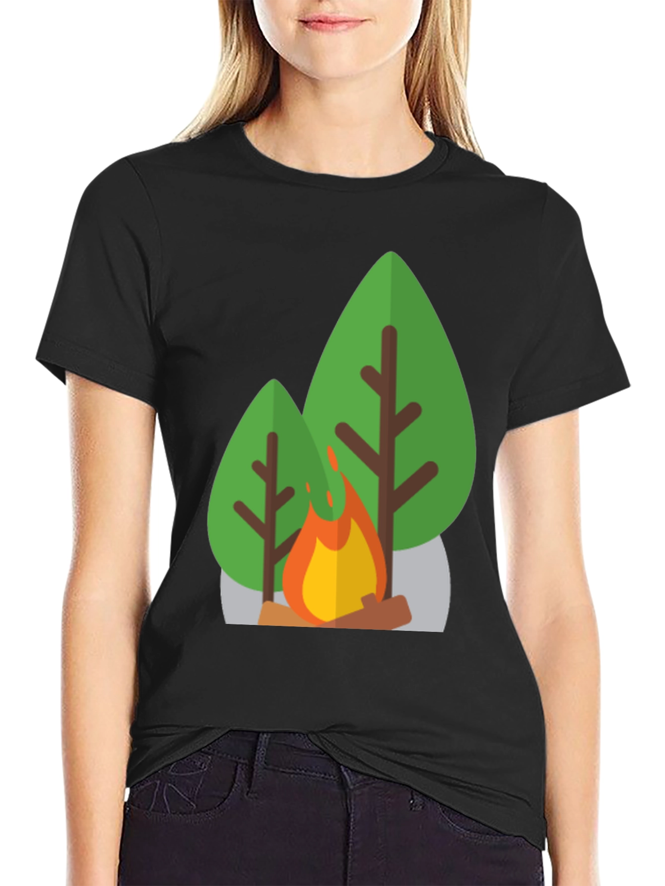 Campfire Graphic Tee - Black Casual T-Shirt