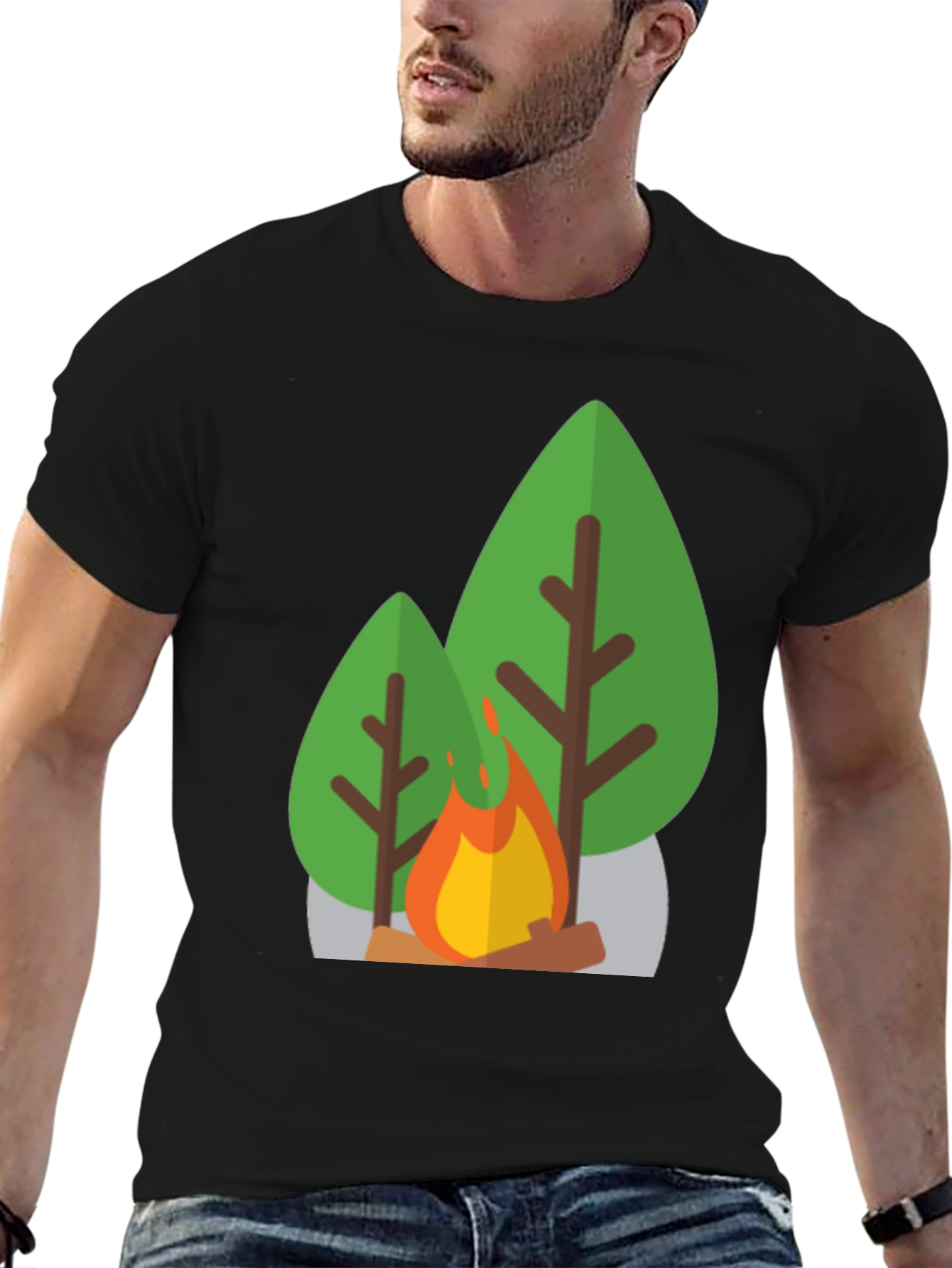 Campfire Graphic Tee - Black Casual T-Shirt