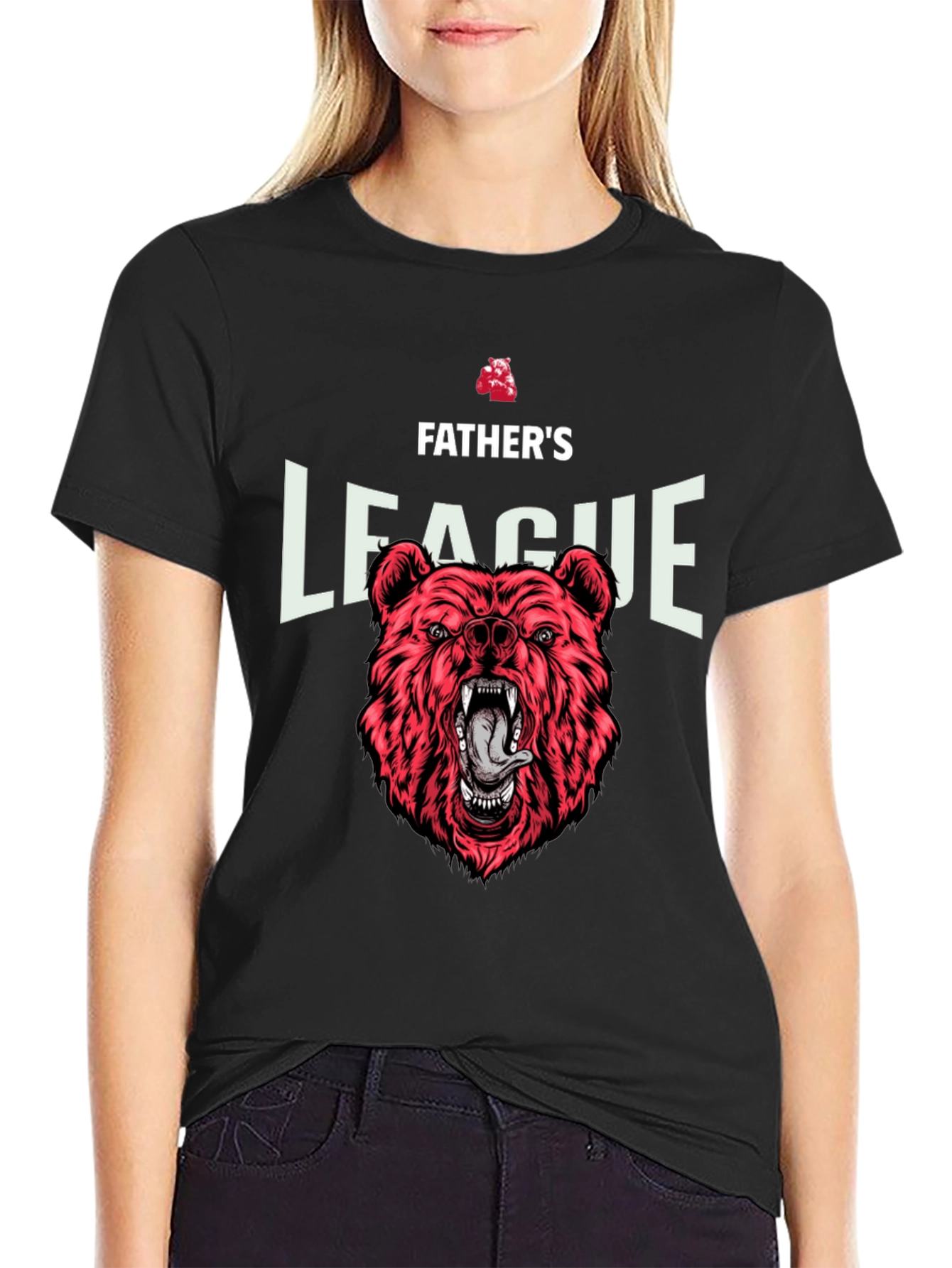 Fathers League Bear Graphic Black T-Shirt
