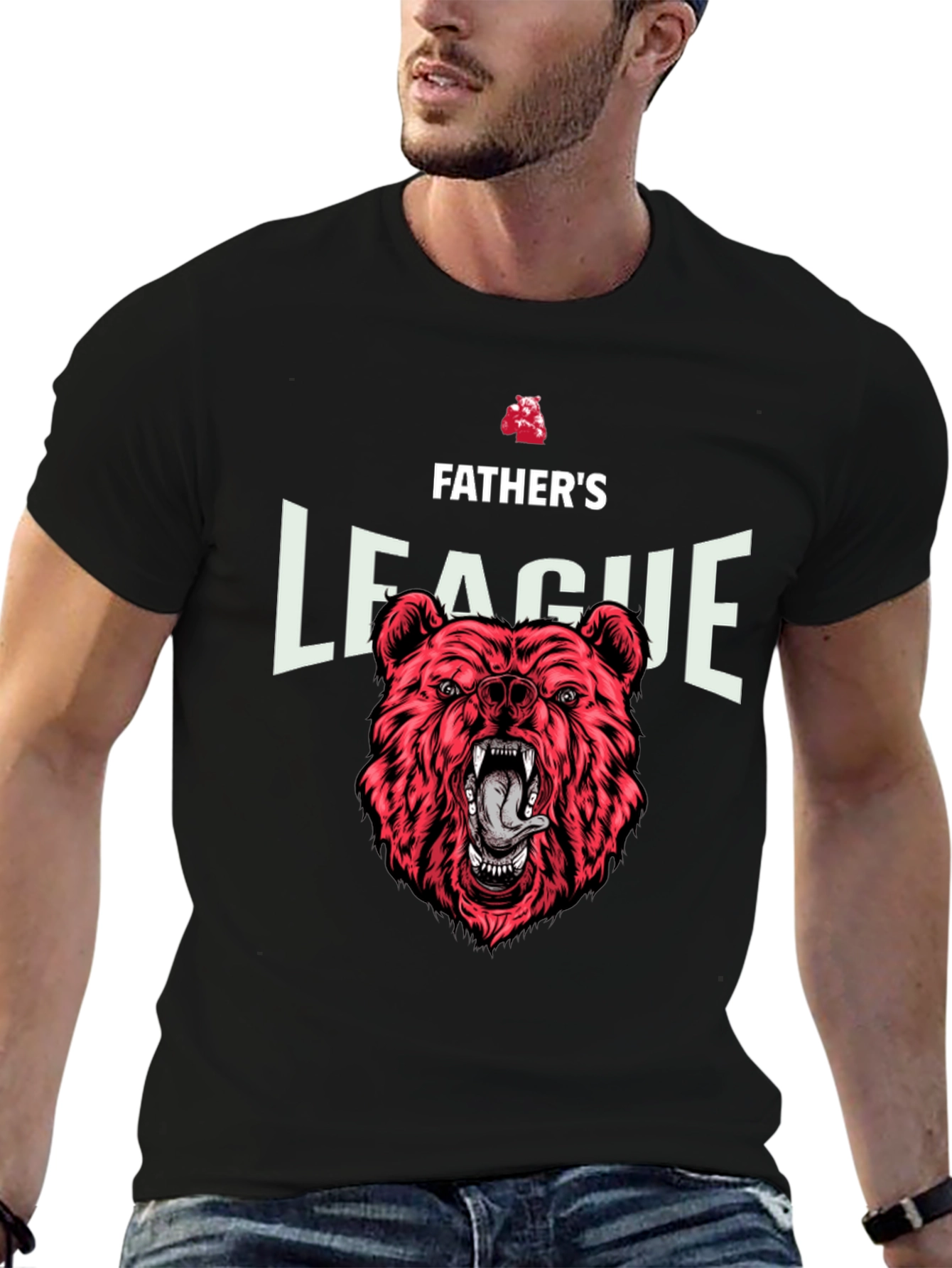 Fathers League Bear Graphic Black T-Shirt