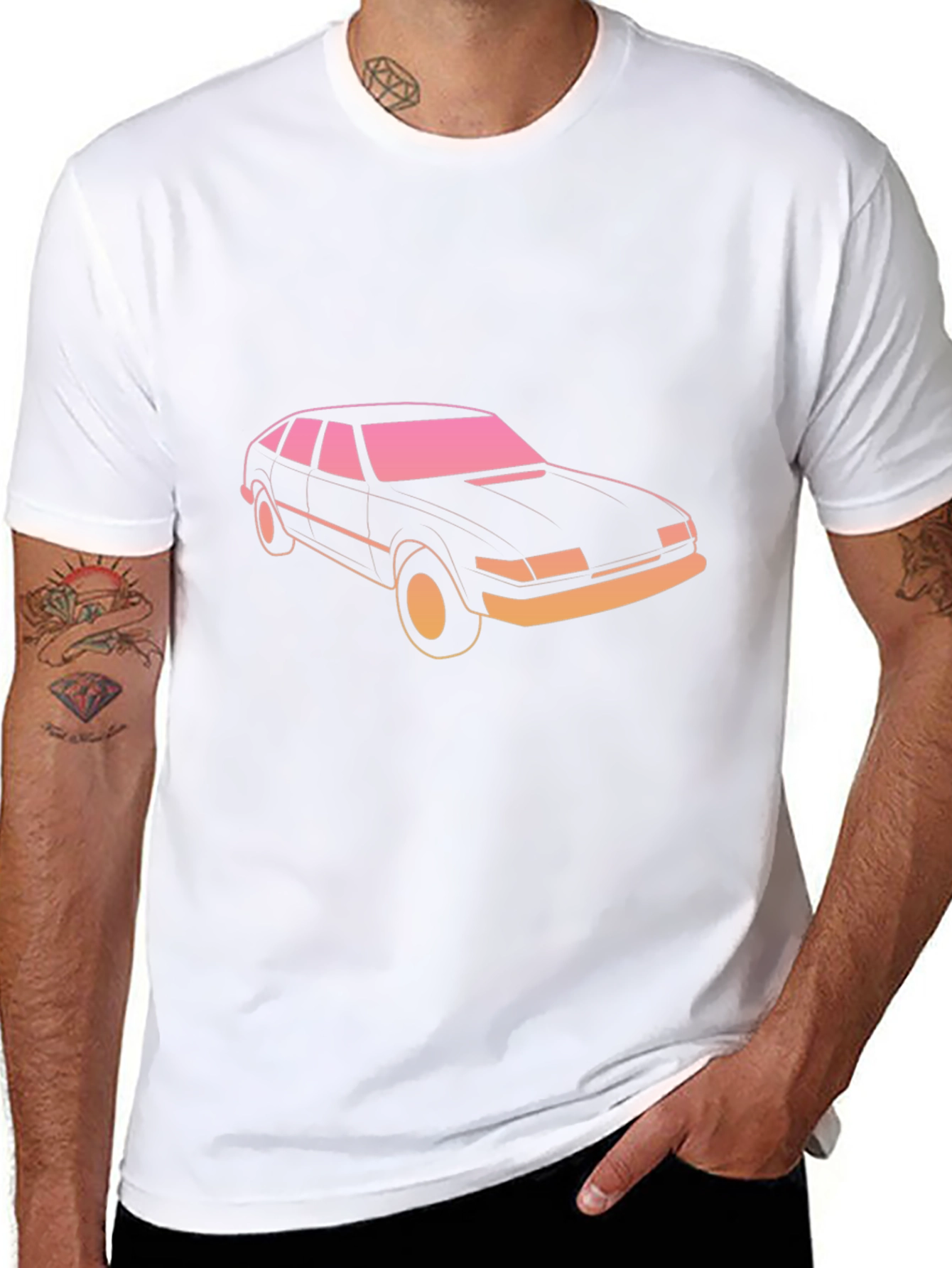Retro Car Graphic Tee - Black Short Sleeve