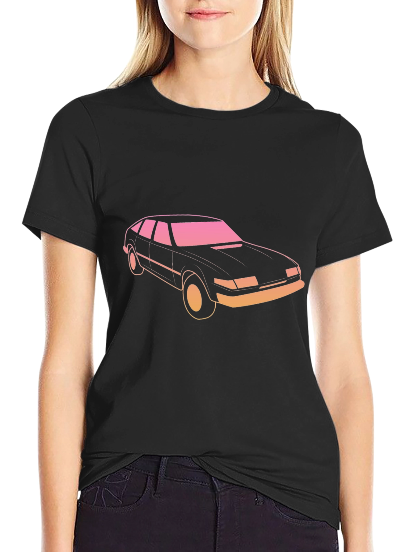 Retro Car Graphic Tee - Black Short Sleeve