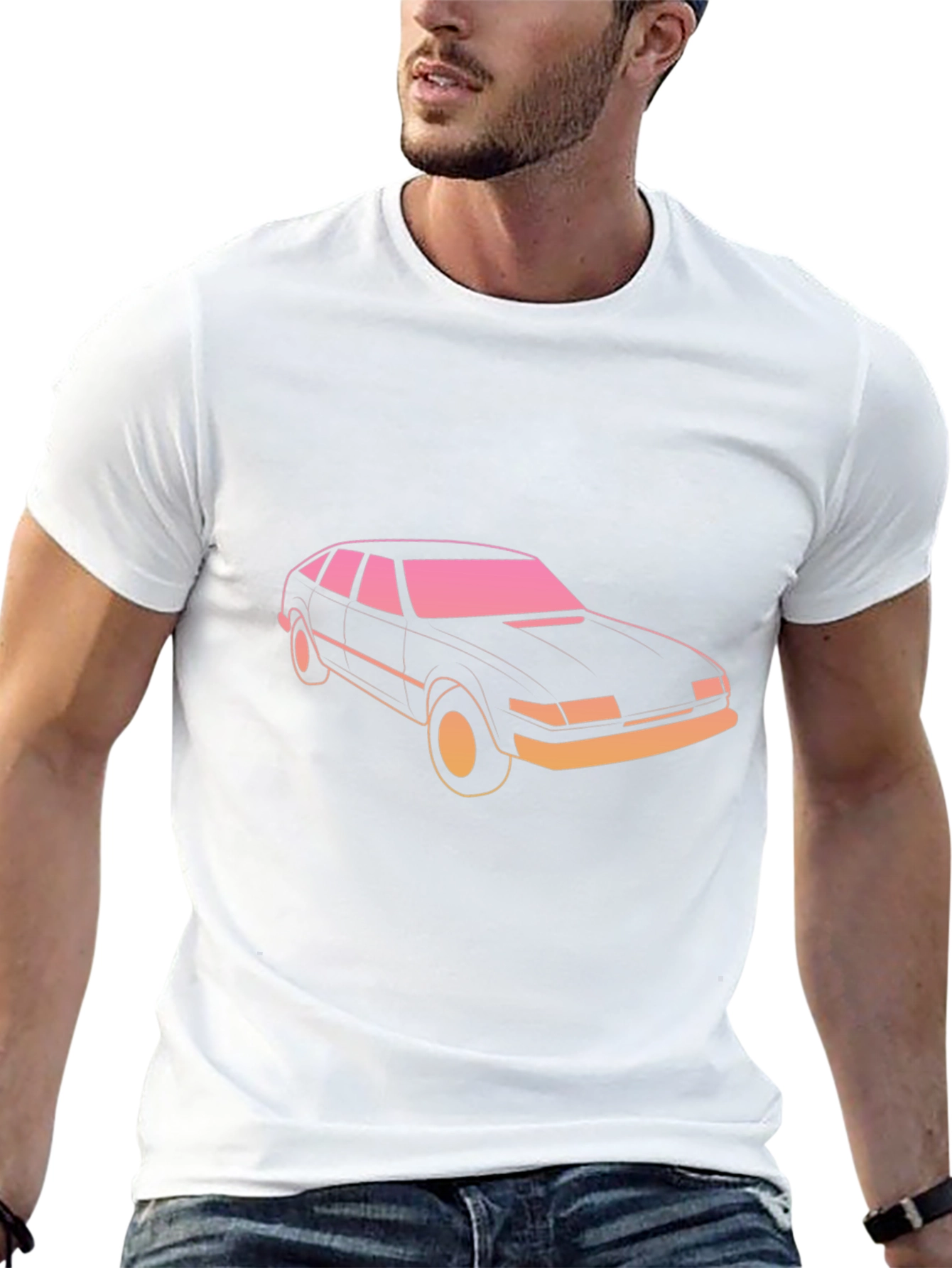 Retro Car Graphic Tee - Black Short Sleeve