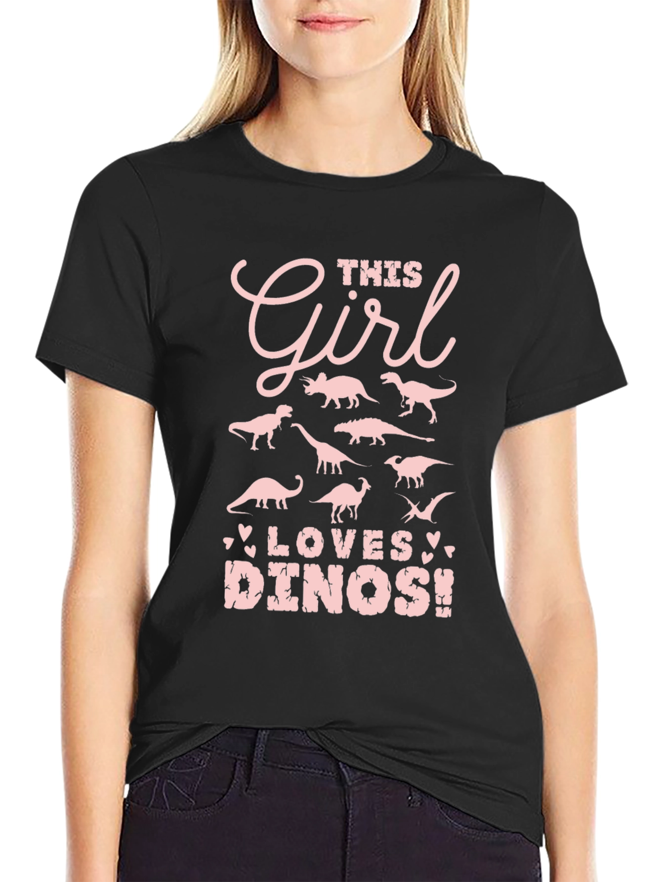 Girl Loves Dinos T-Shirt - Black